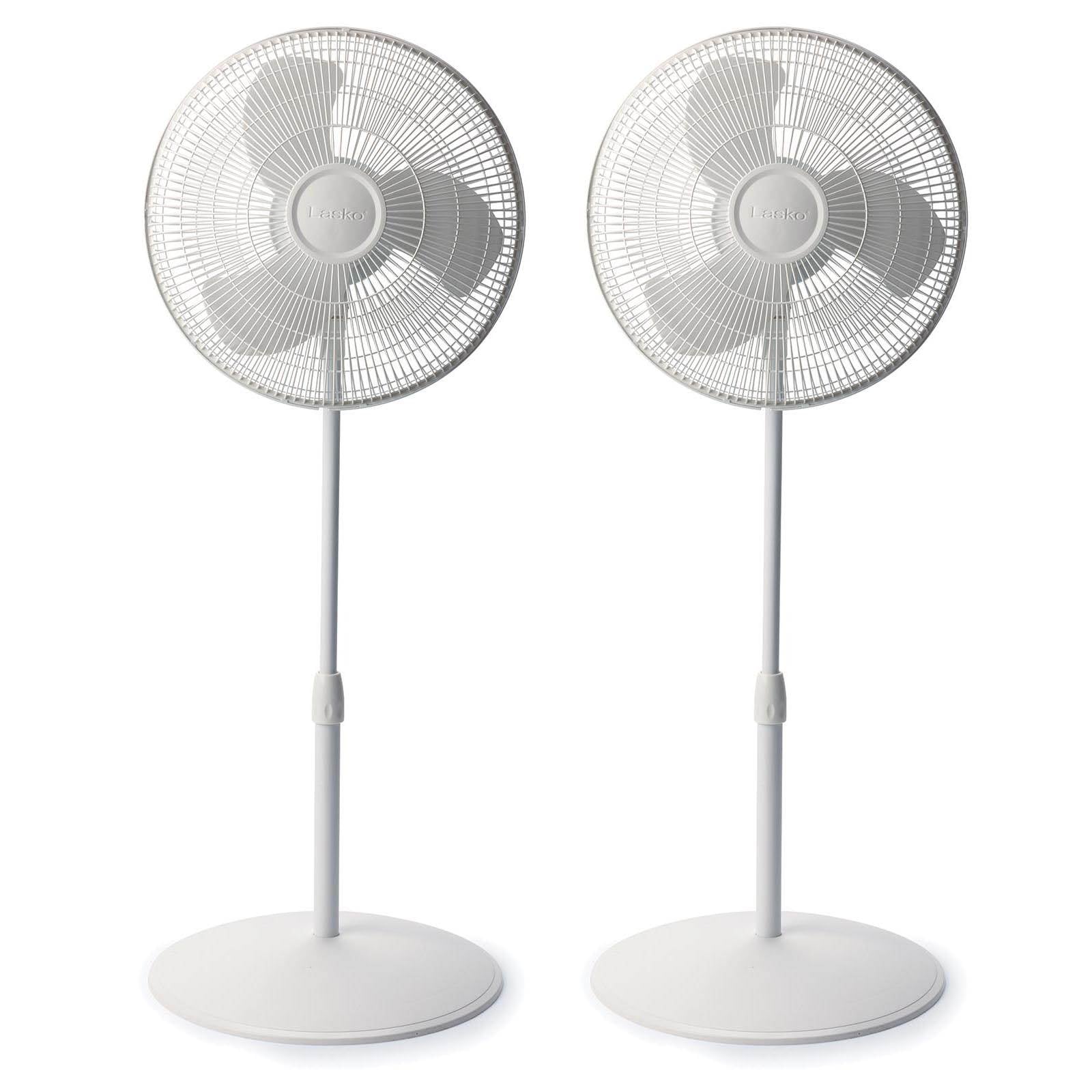 Lasko 16 Inch 3 Speed Oscillating Adjustable Stand Pedestal Floor Fan (2 Pack) - VMInnovations