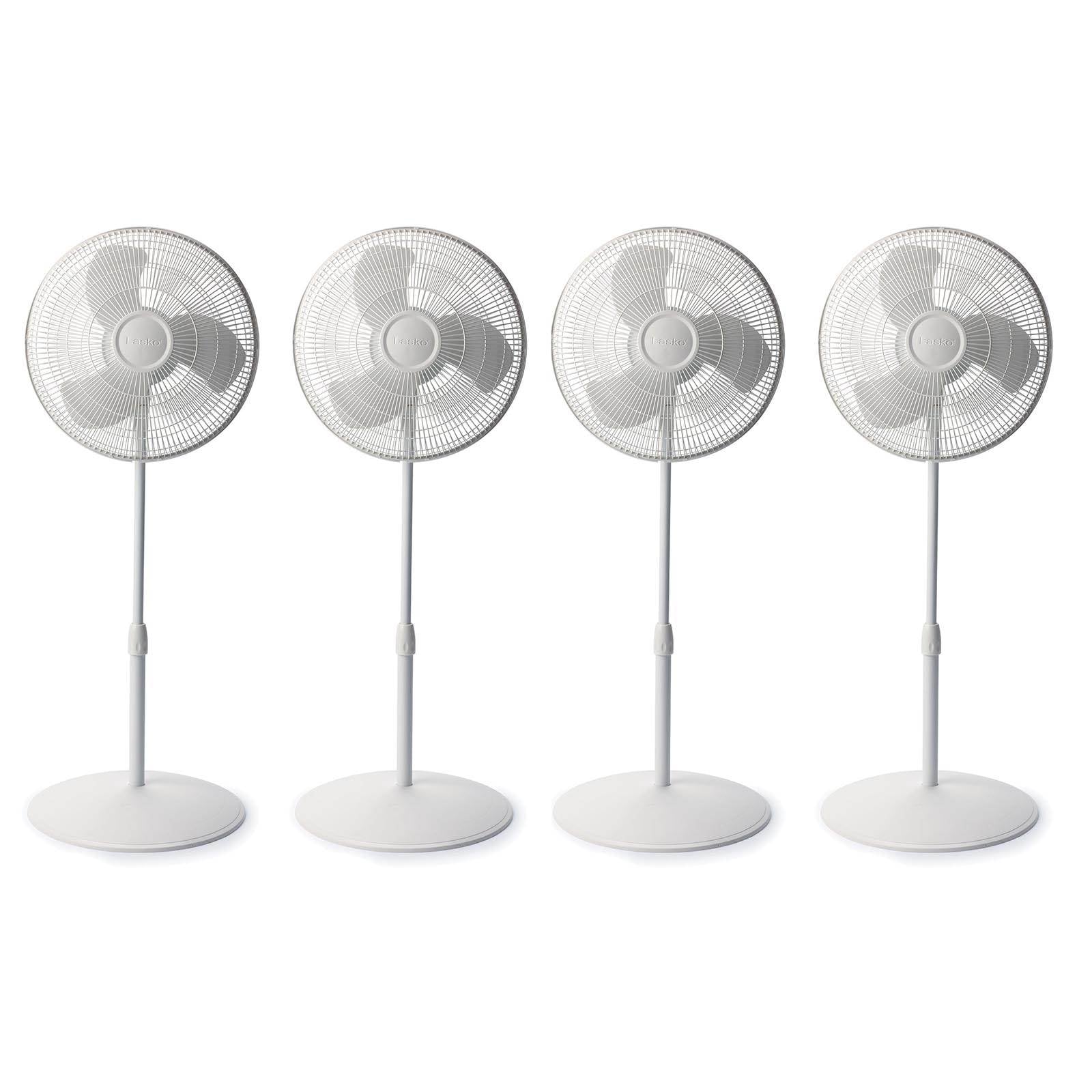 Lasko 16 Inch 3 Speed Oscillating Adjustable Stand Pedestal Floor Fan (4 Pack) - VMInnovations
