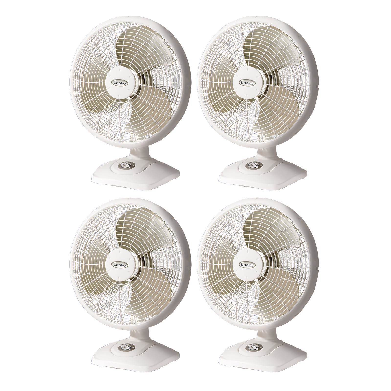 Lasko 16 Inch Performance Portable Oscillating Floor Table Fan, White (4 Pack)