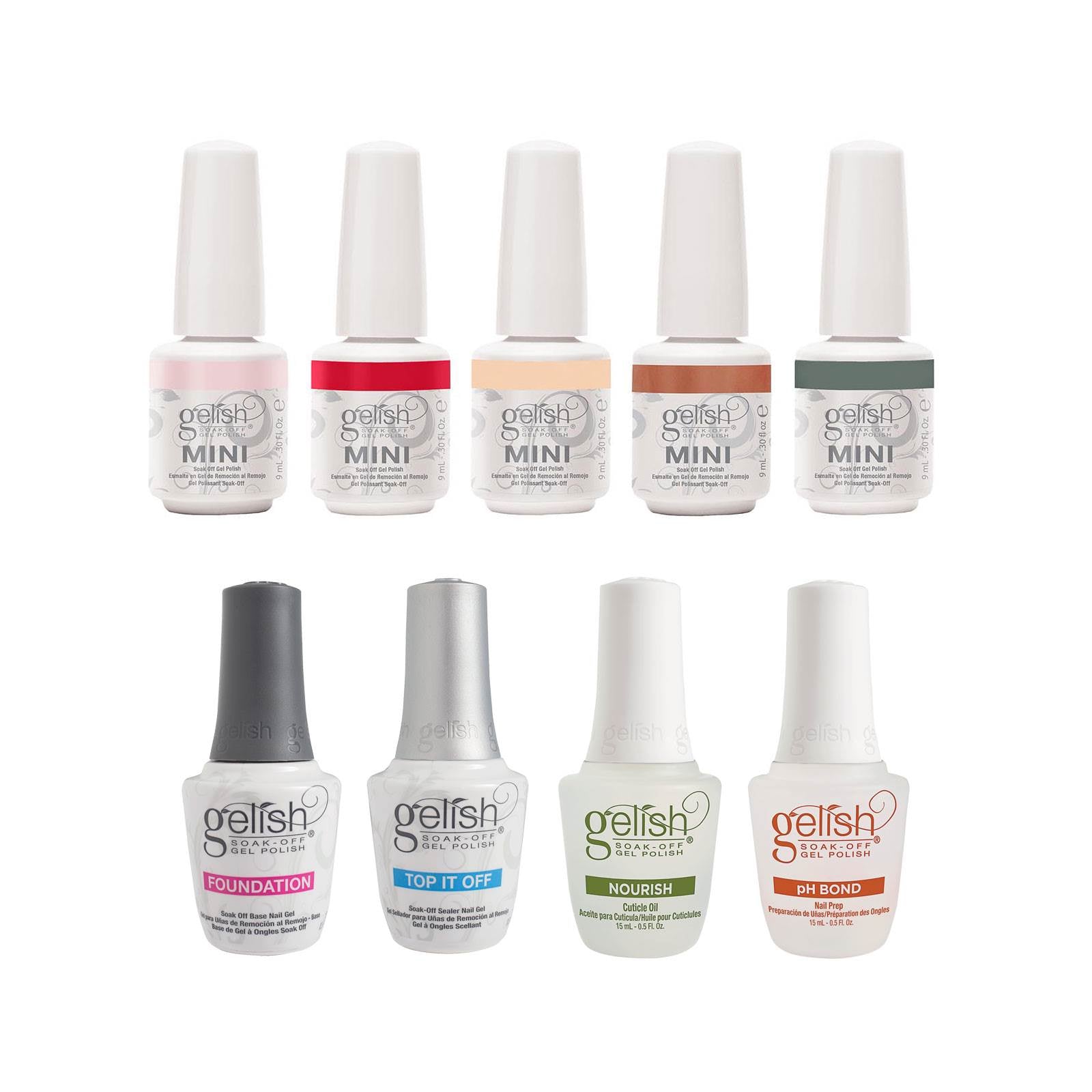 Gelish Fantastic Four Gel Polish Kit with 5 Mini Gel Nail Polish Bottles Set