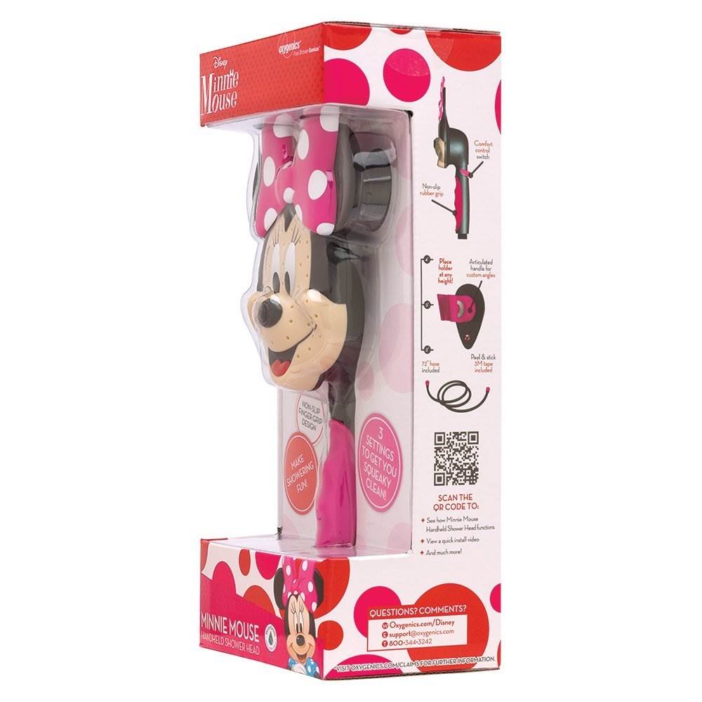 Oxygenics Disney Minnie Mouse 3 Setting Handheld Shower Head, Pink (Open Box)