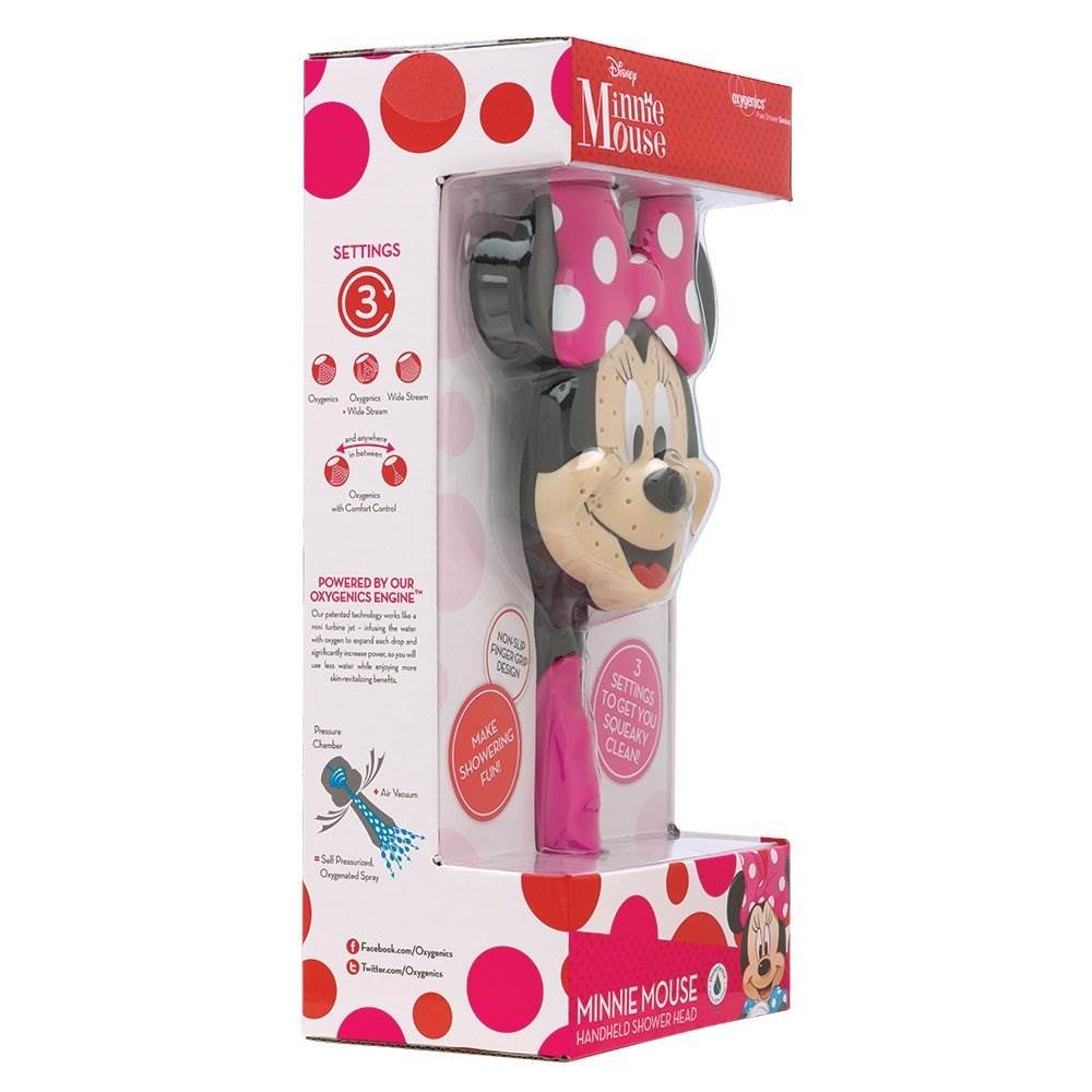 Oxygenics Disney Minnie Mouse 3 Setting Handheld Shower Head, Pink (Open Box)