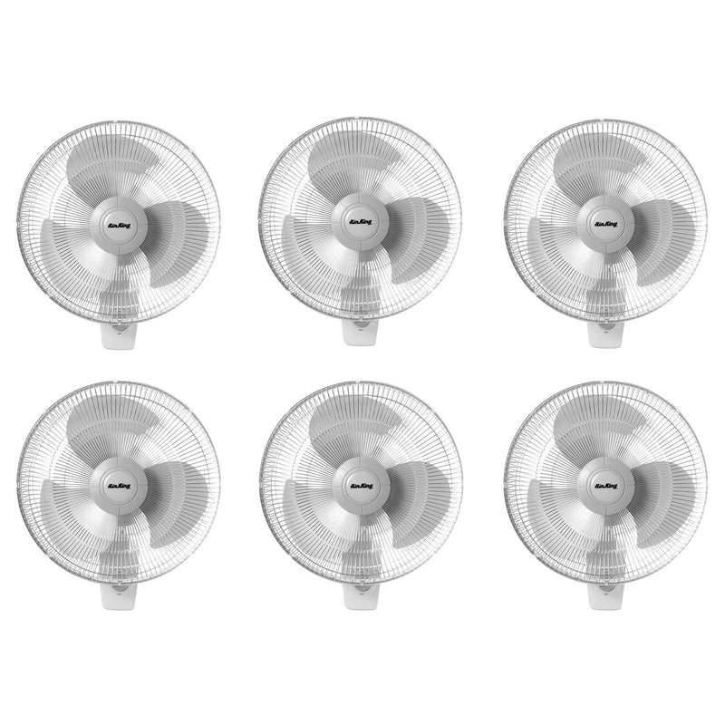 Air King 16 Inch Commercial Grade Oscillating 3 Blade Wall Mount Fan (6 Pack)