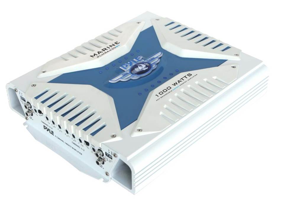 Pyle Elite 1000 Watt 4 Channel Amplifier Bluetooth Marine ATV Amp w/ Wiring Kit