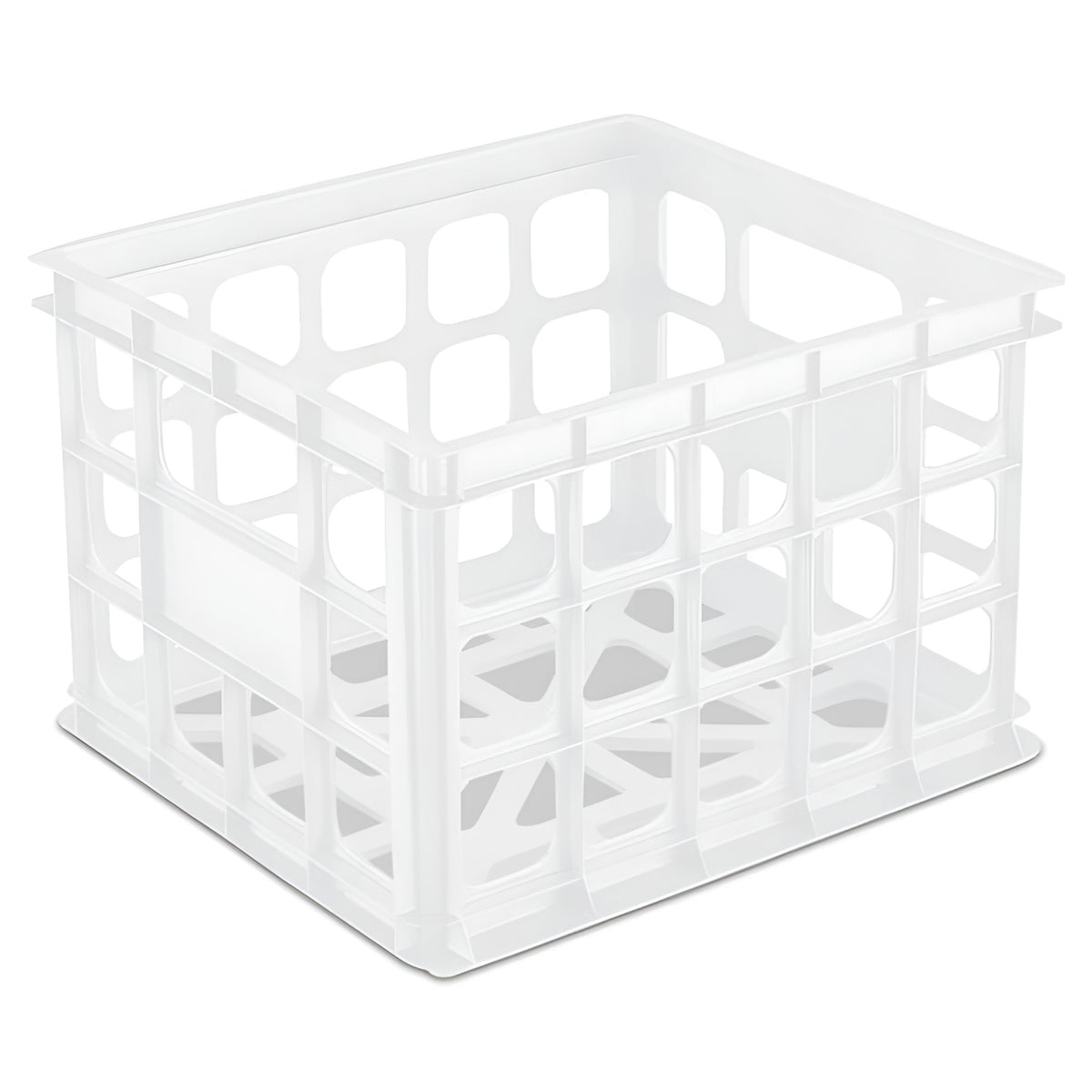 Sterilite Storage Crate, Stackable Plastic Bin Open Basket with Handles, 12 Pack