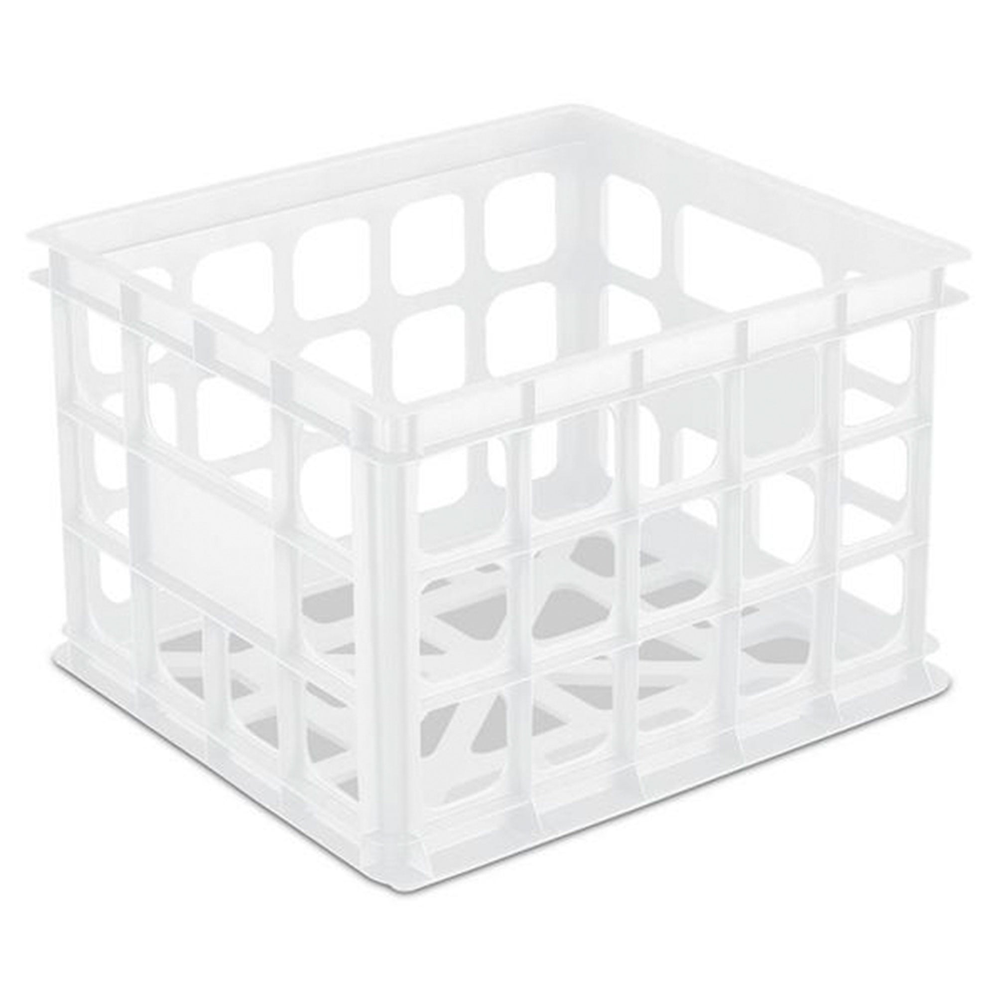 Sterilite Storage Crate, Stackable Plastic Bin Open Basket with Handles, 18 Pack
