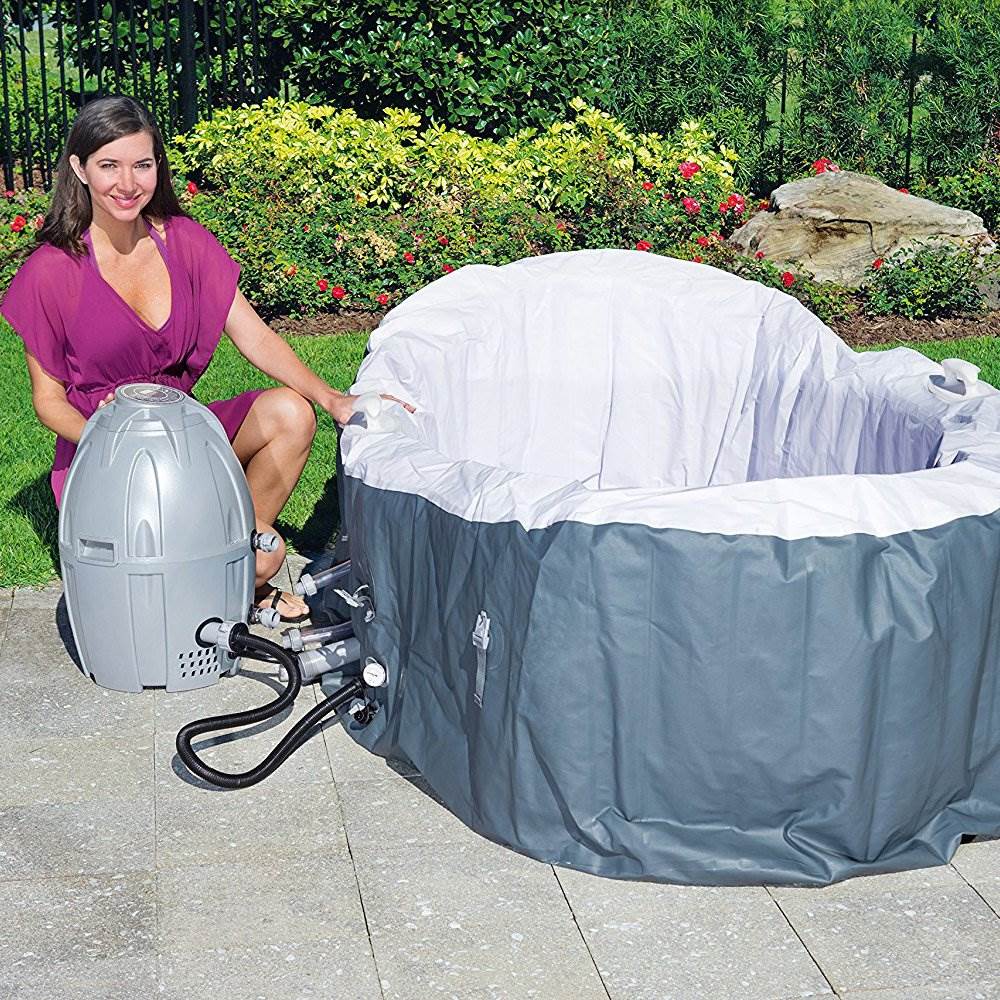 Bestway 2 Person Inflatable Hot Tub + Music Center + 6 Filters + Cleaning Set