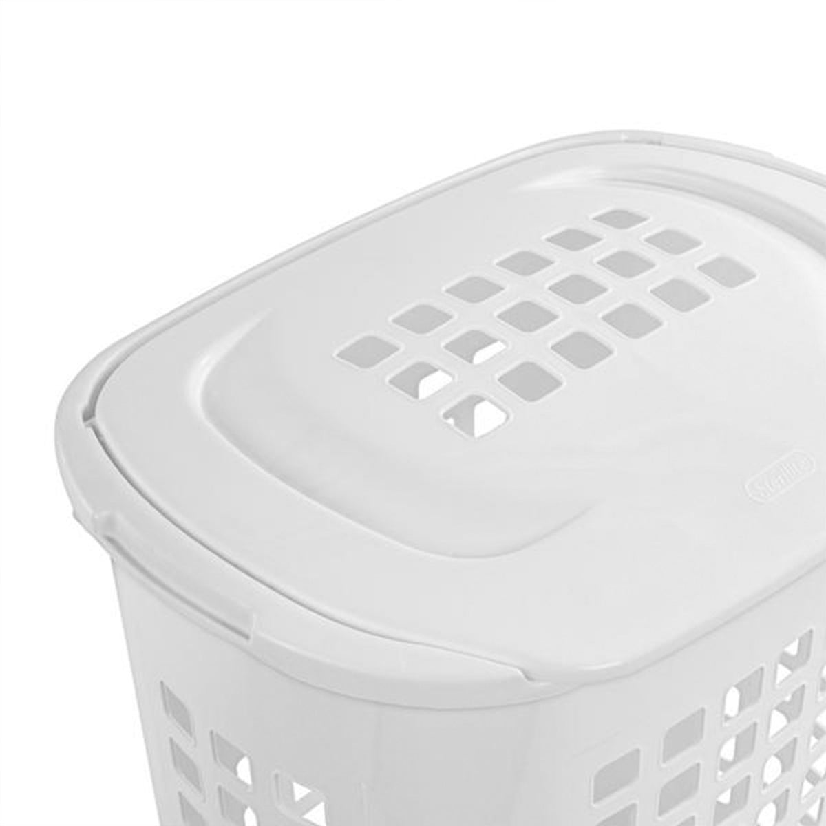 Sterilite 2.3 Bushell 81 Liter Lift Top XL Laundry Basket Hamper, White