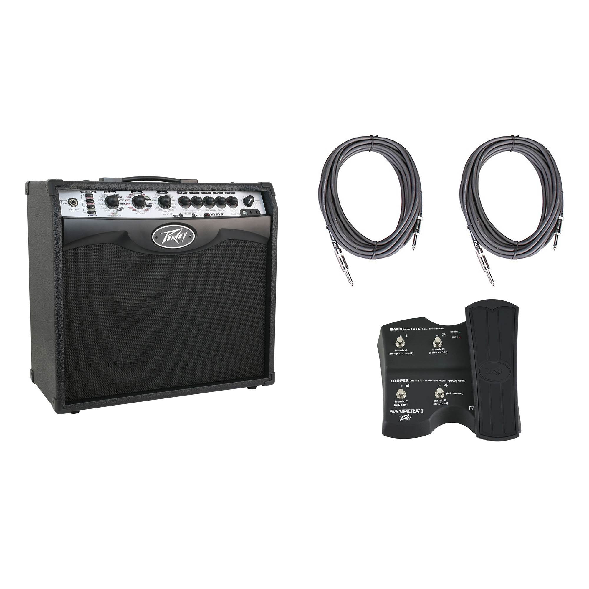 Peavey Vypyr VIP 2 Combo Modeling Amp + Sanpera I Foot Controller + 2 10' Cables