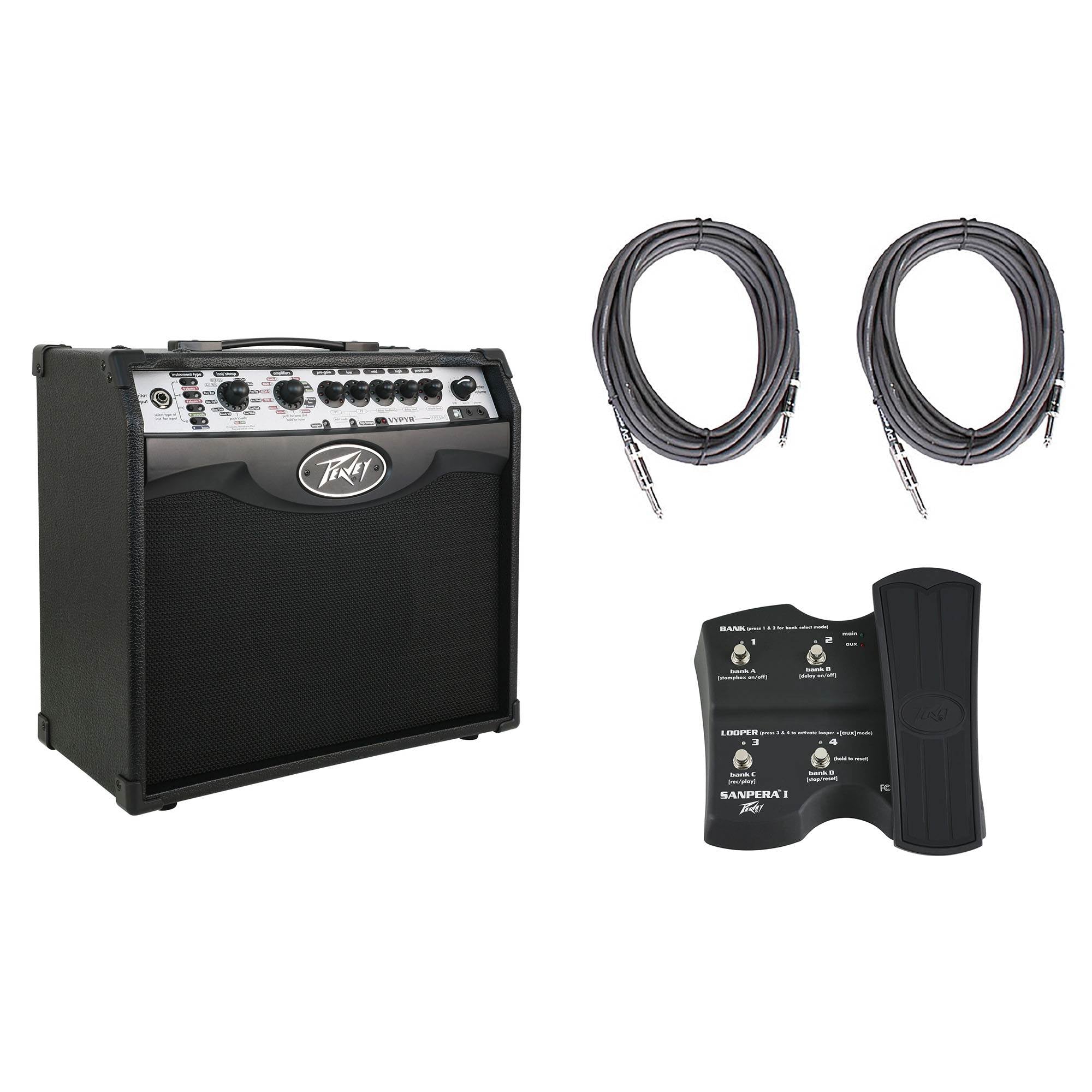 Peavey Vypyr VIP 1 Combo Modeling Amp + Sanpera I Foot Controller + 2 10' Cables