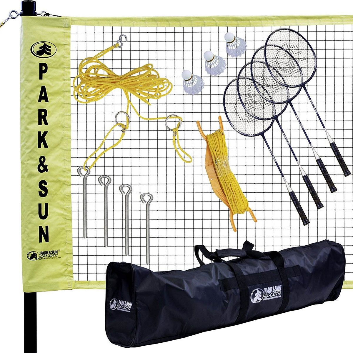 Park & Sun Sports Outdoor Complete Badminton Set w/ Carry Case, Yellow (Used)