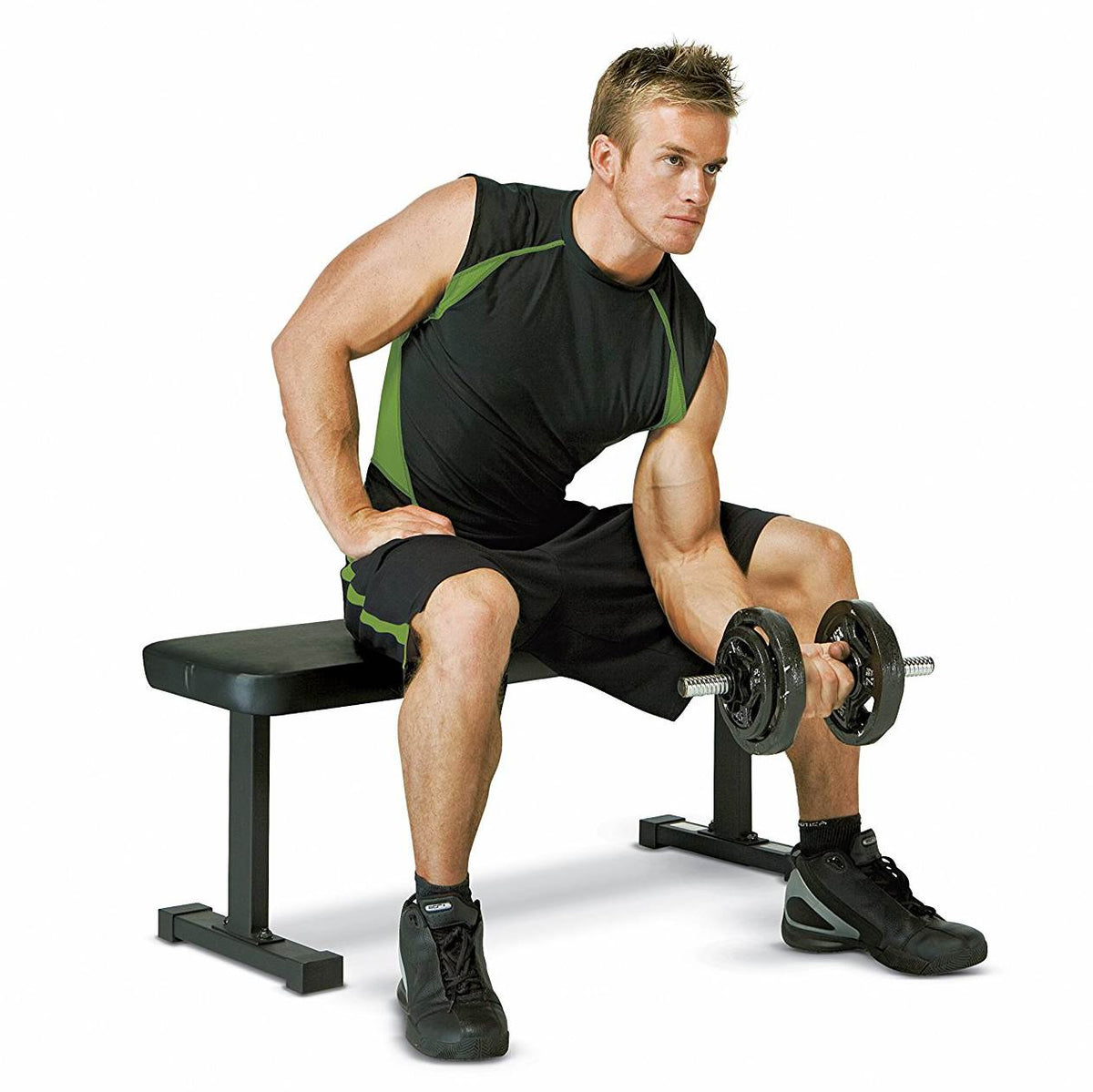 Marcy Flat Utility Strength Training Home Gym Flat Weight Bench, Black | SB-315