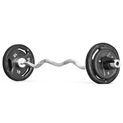 Marcy Pro Solid Steel Chrome Plated Olympic Arm Muscle Curl Bar with Collars
