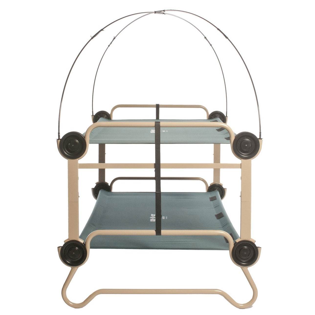 Disc-O-Bed Large Cam-O-Bunk Benchable Bunked Double Cot + Mosquito Net and Frame