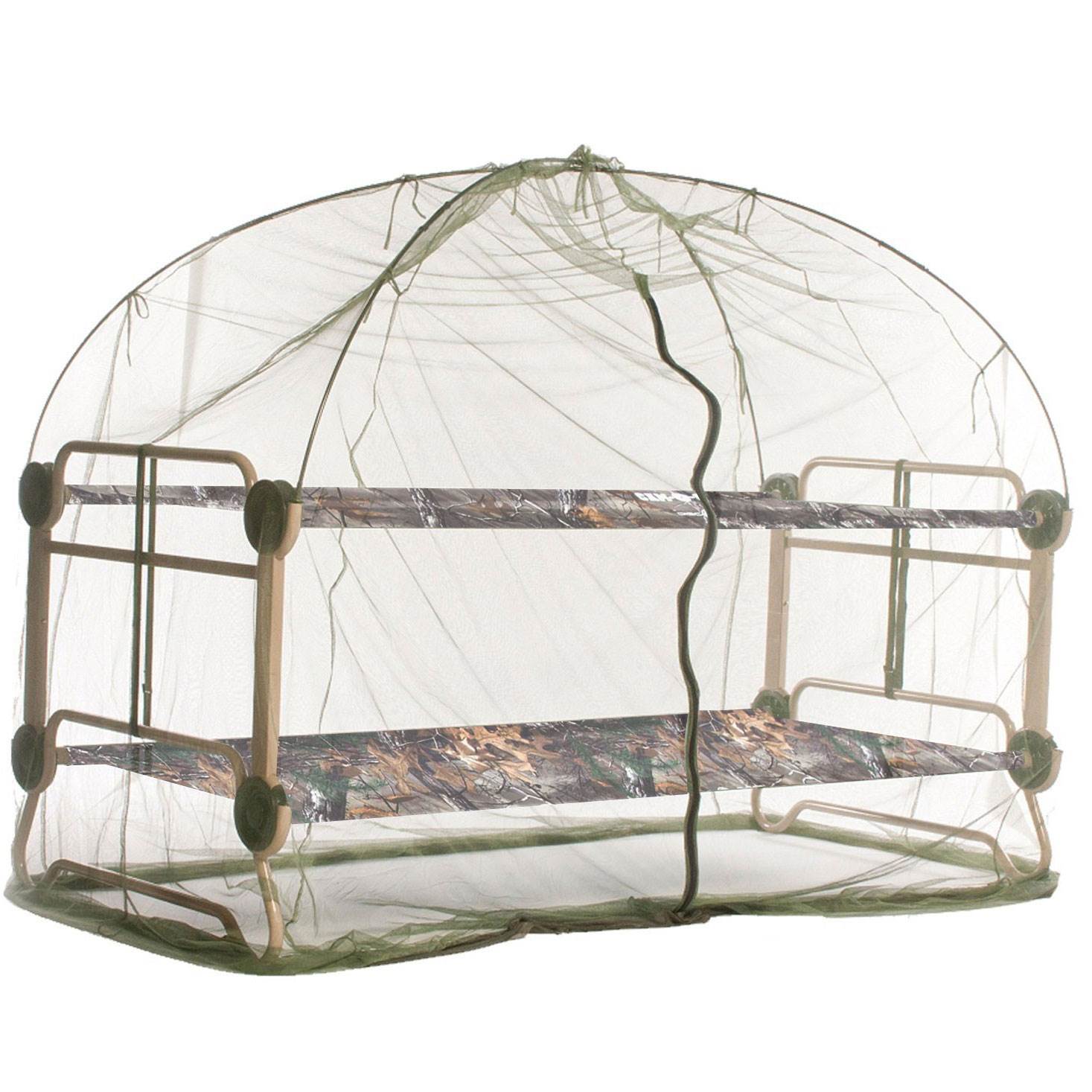 Disc-O-Bed Large Cam-O-Bunk Bunked Realtree Double Cot + Mosquito Net and Frame