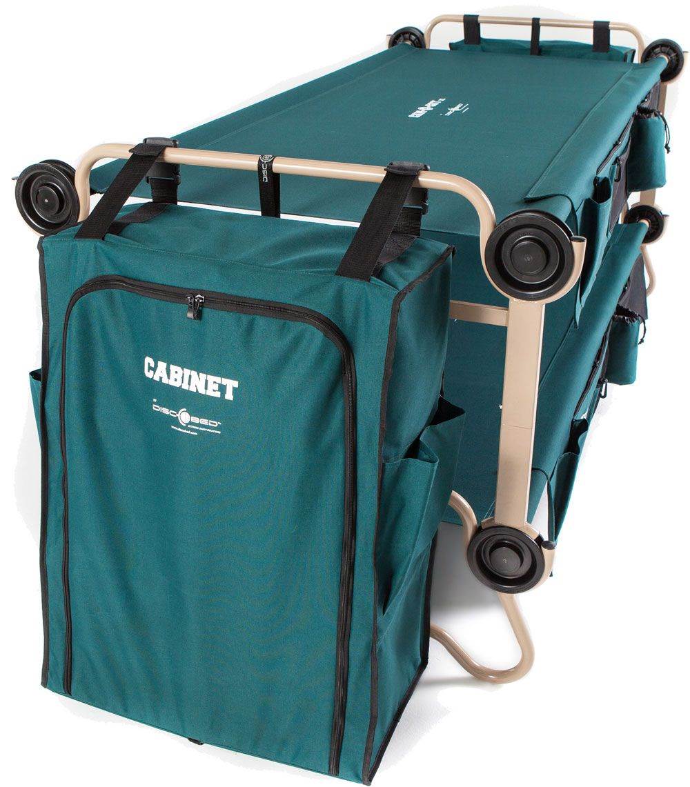 Disc-O-Bed Large Cam-O-Bunk Benched/ Bunked Double Cot + 3 Shelf Hanging Cabinet - VMInnovations