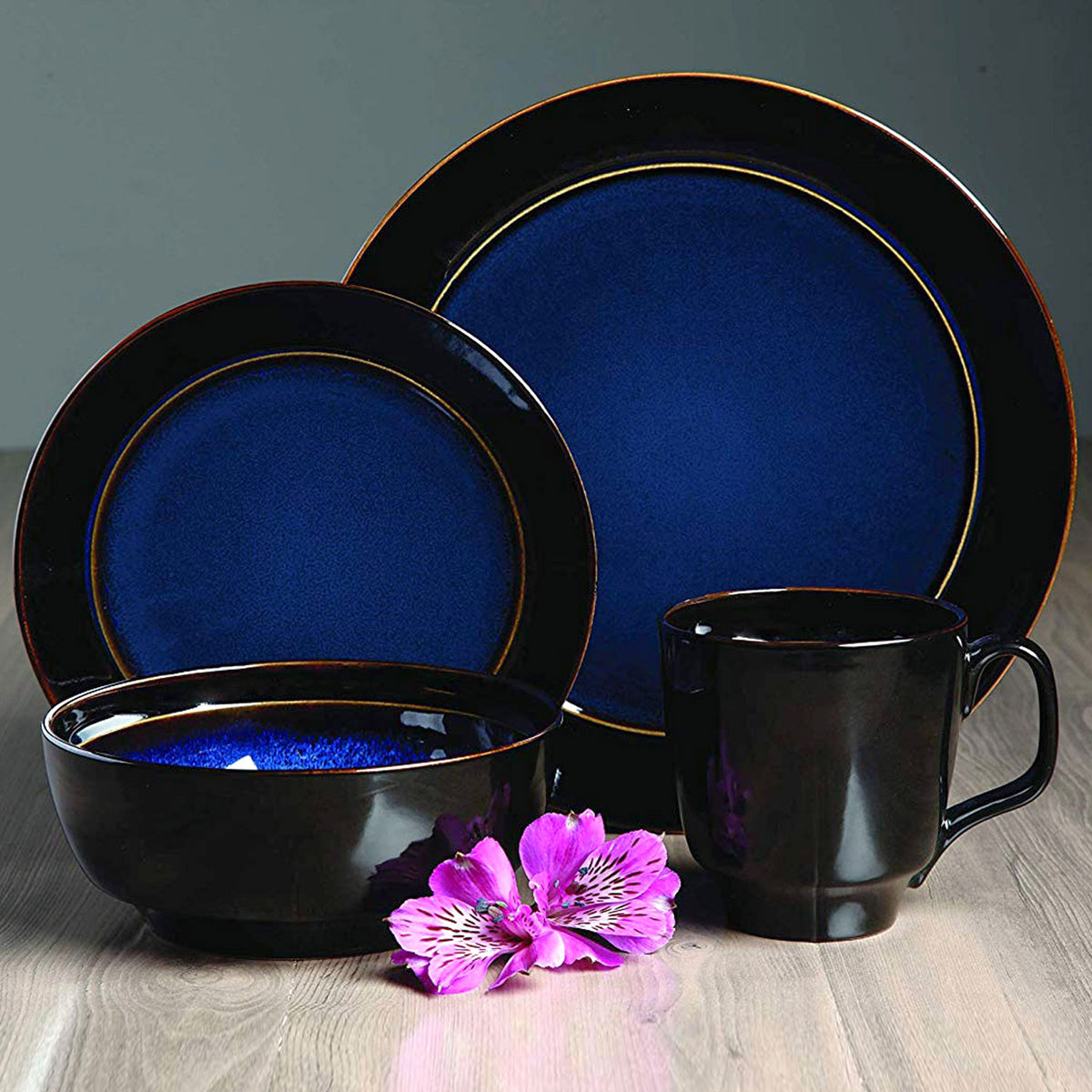 Gibson Elite Bella Galleria 16 Pc Dinnerware with Plates, Bowls, & Mugs (2 Pack)