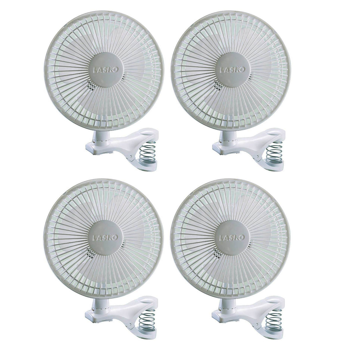 Lasko 6 inch 2 Speed Portable Home Office Personal Clip On Fan, White (4 Pack)