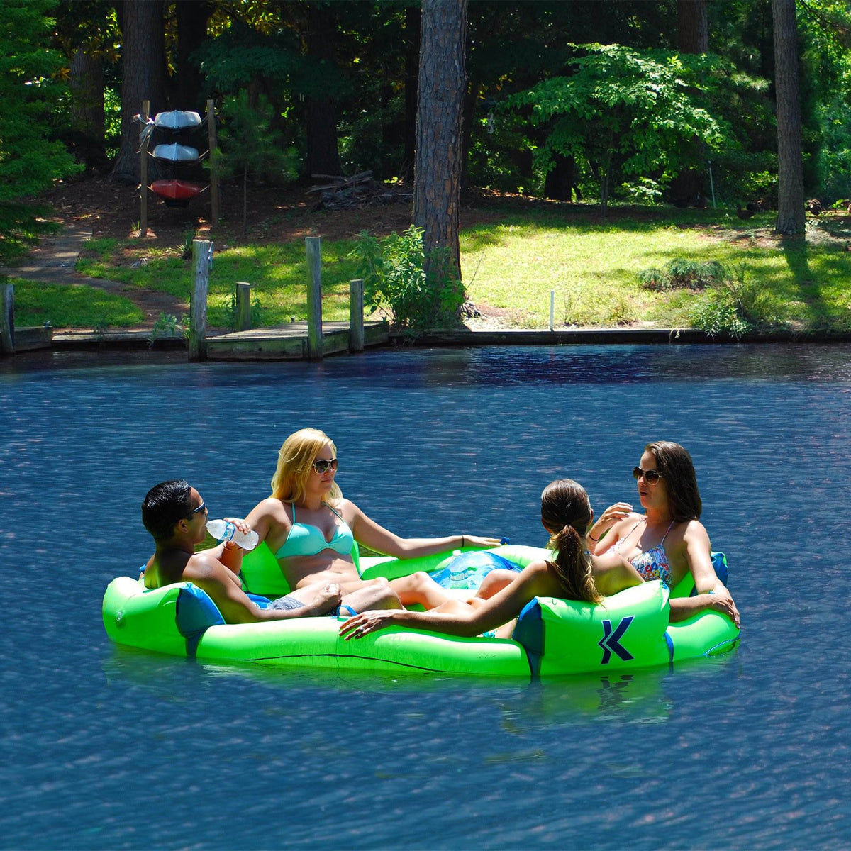 Kelsyus Big Nauti 4-Person Inflatable Pool Float Tube Raft, 80108 (Open Box)