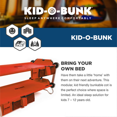 Disc-O-Bed Youth Kid-O-Bunk Benchable Double Cot with Storage Organizers, Red