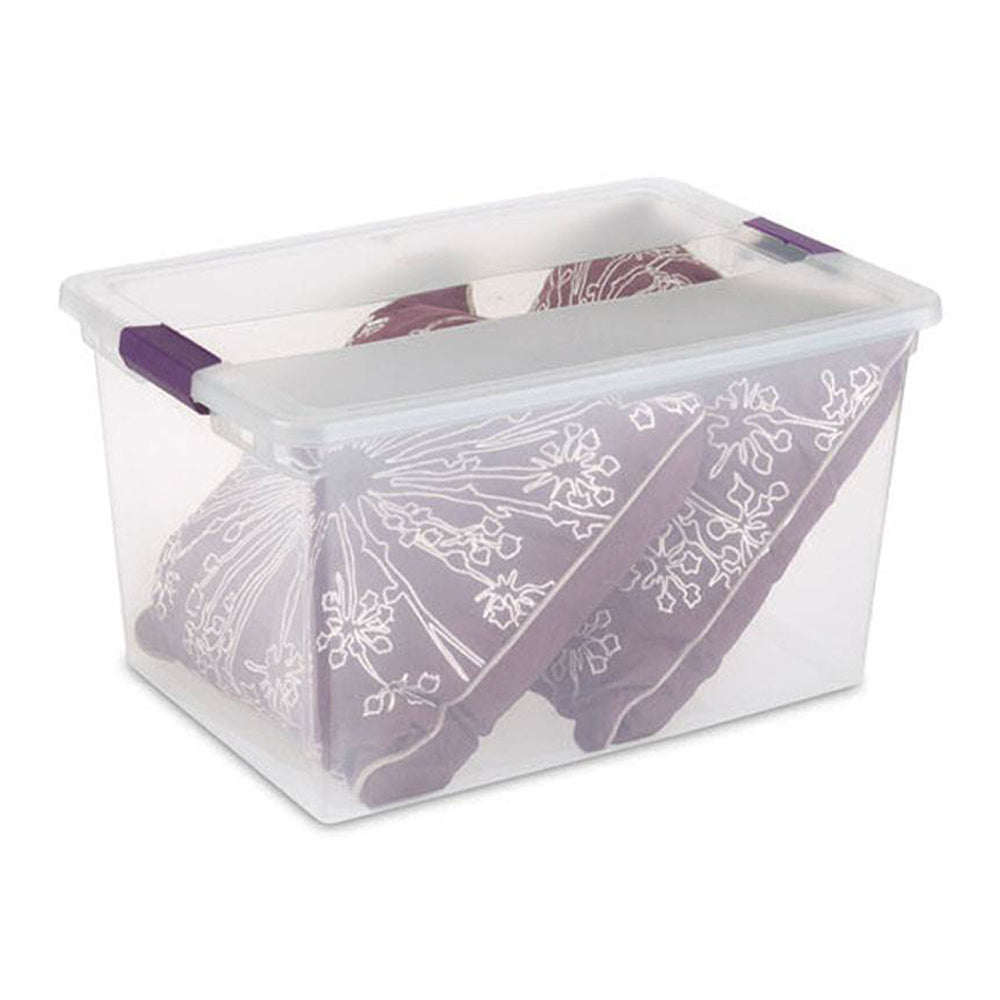 Sterilite ClearView 66 Quart Plastic Stacking Storage Tote w/ Latch Lid, 30 Pack