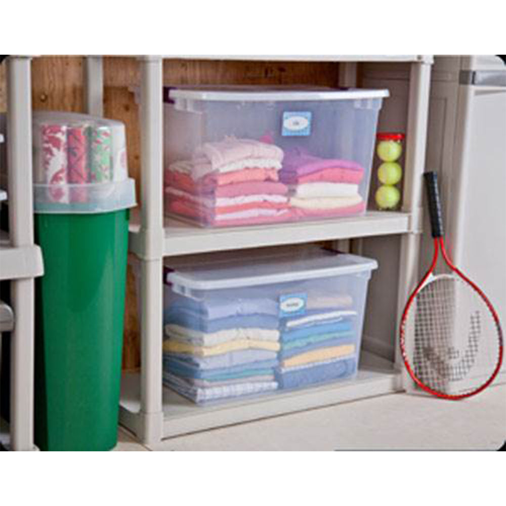Sterilite ClearView 66 Quart Plastic Stacking Storage Tote w/ Latch Lid, 30 Pack