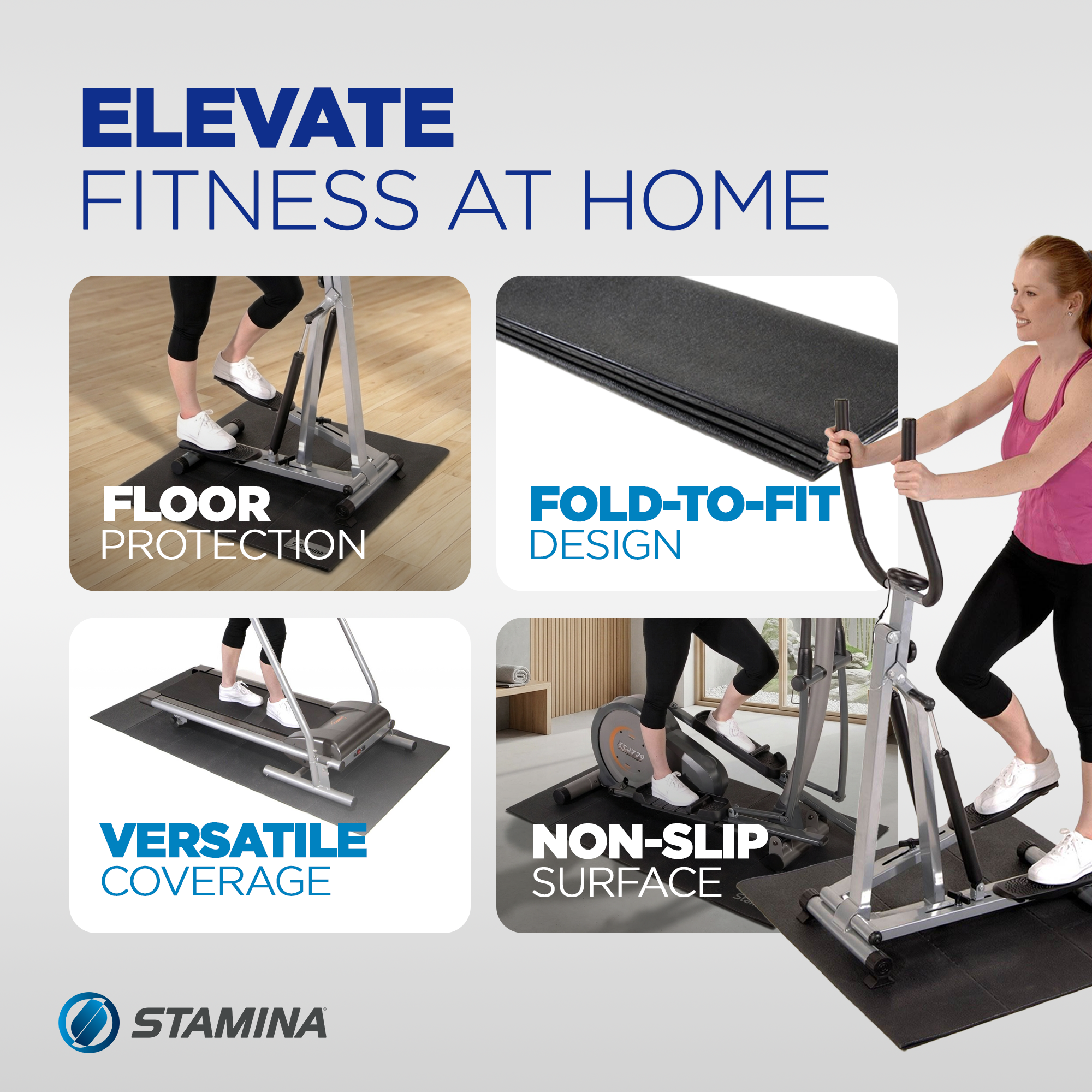 Stamina 84 x 36 Inch Fold-To-Fit Home Gym Fitness Exercise Foam Equipment Mat - VMInnovations