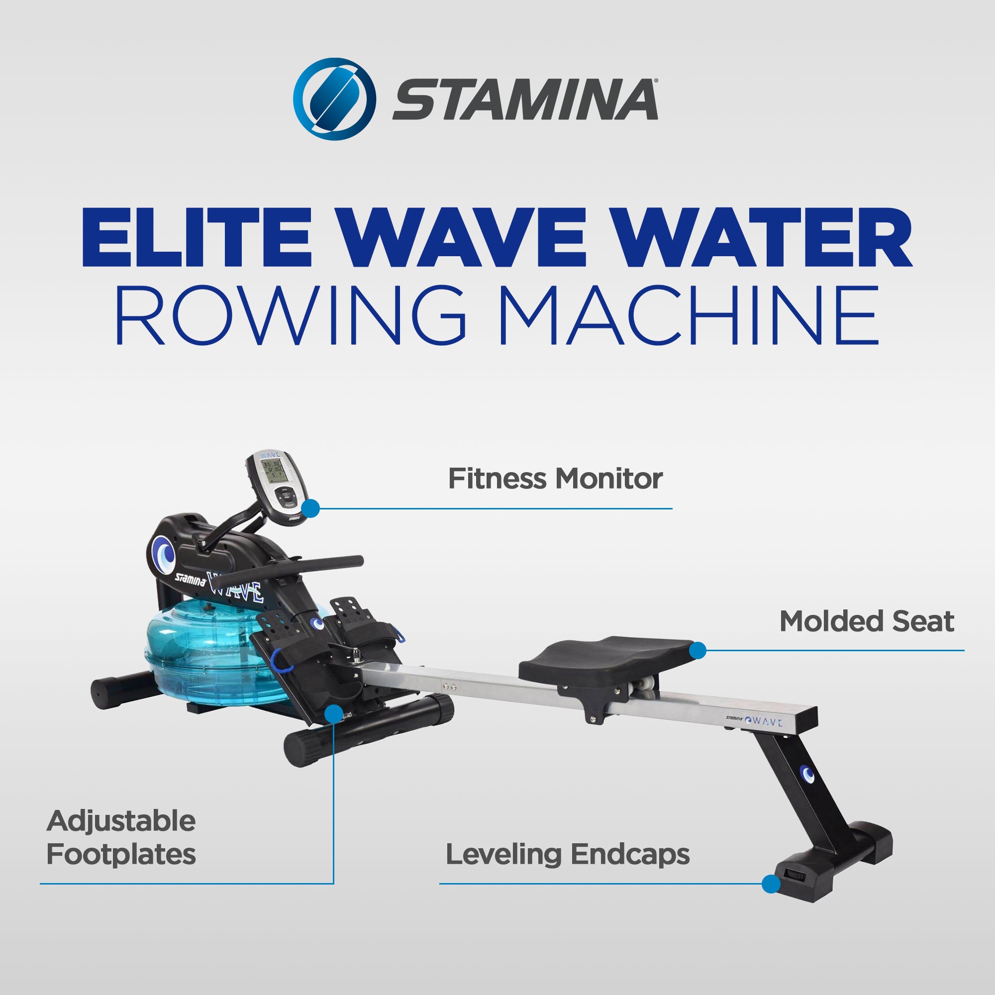 Stamina Elite Cardio Exercise Home Fitness Wave Water Rowing Machine Rower