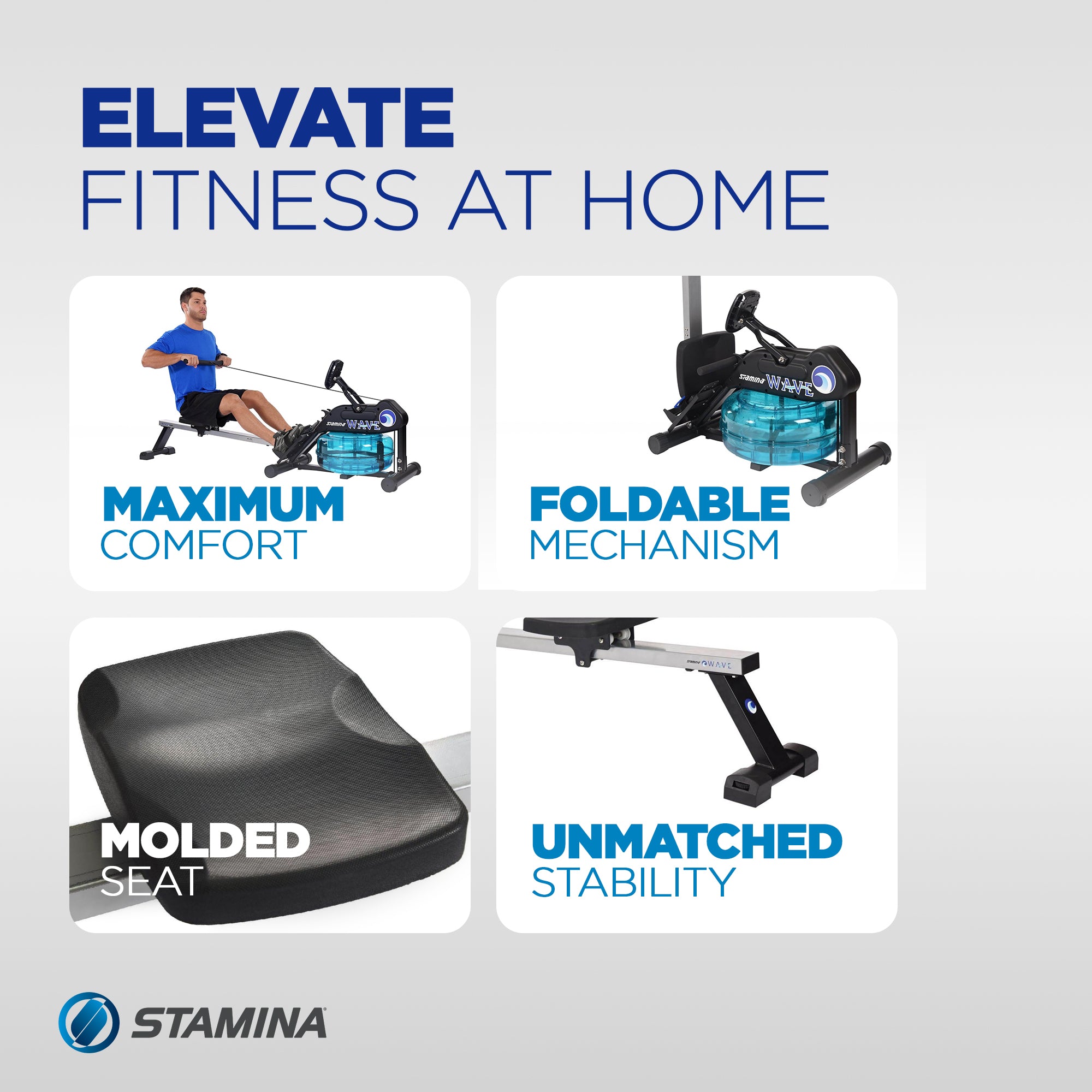 Stamina Elite Cardio Exercise Home Fitness Wave Water Rowing Machine Rower