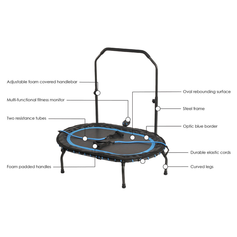 Stamina InTone Oval Fitness Rebounder Trampoline for Cardio with Handlebars - VMInnovations