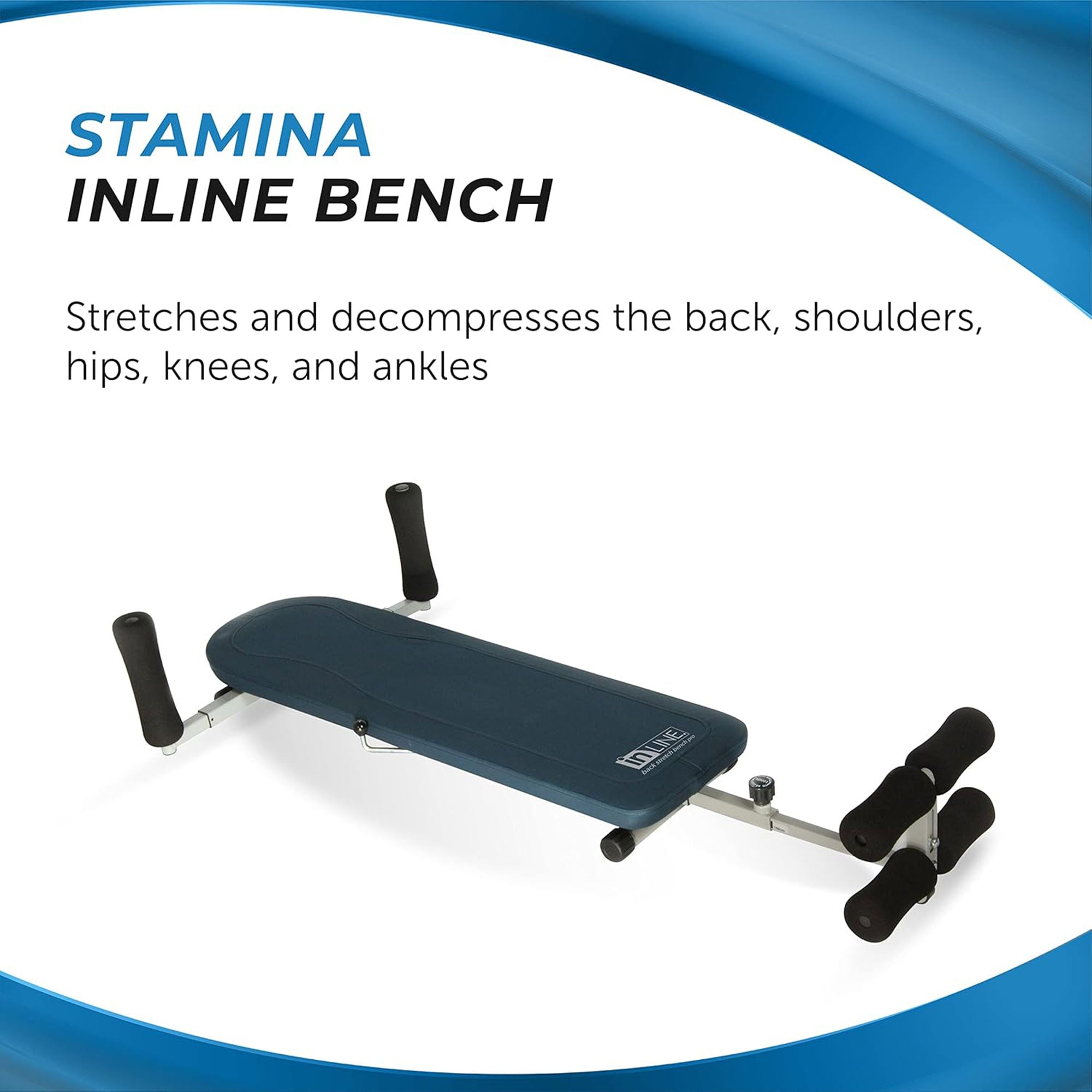 Stamina Products In-Line Traction System Stretch Bench, Blue & Gray (Open Box) - VMInnovations