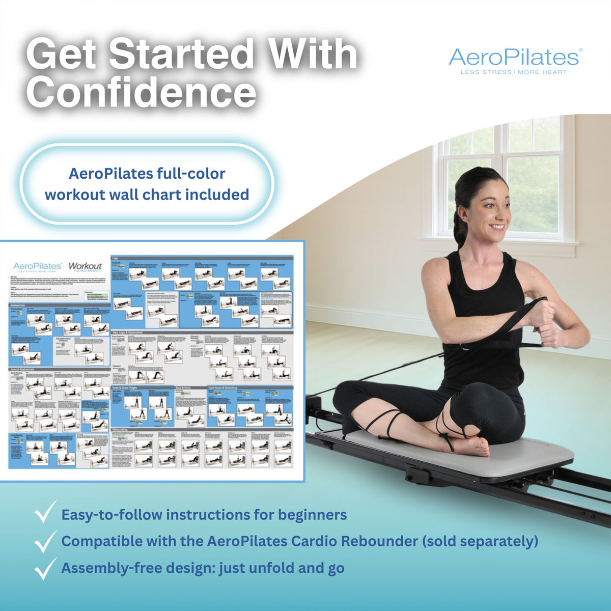 Stamina AeroPilates 287 Folding Pilates Workout Reformer Machine | (Open Box)