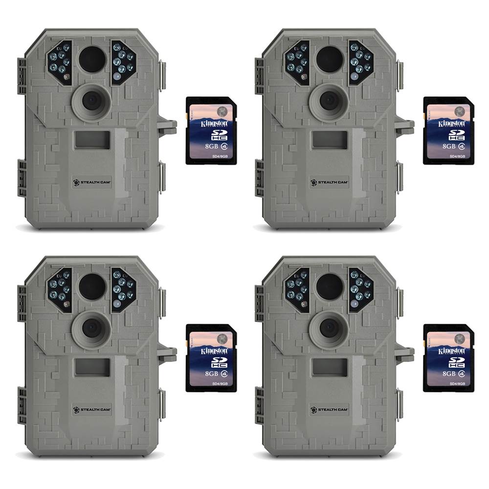 Stealth Cam P12 6MP Scouting Game Trail Camera, 4 Pack + 8GB SD Card, 4 Pack