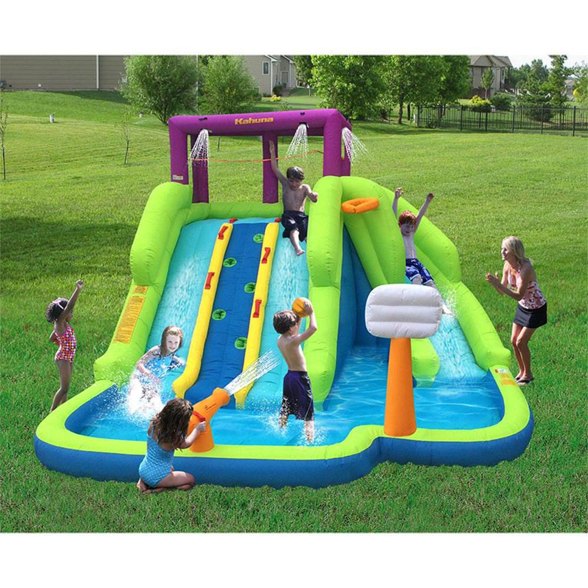 Kahuna 90360 Triple Blast Inflatable Splash Pool Backyard Water Slide(For Parts)