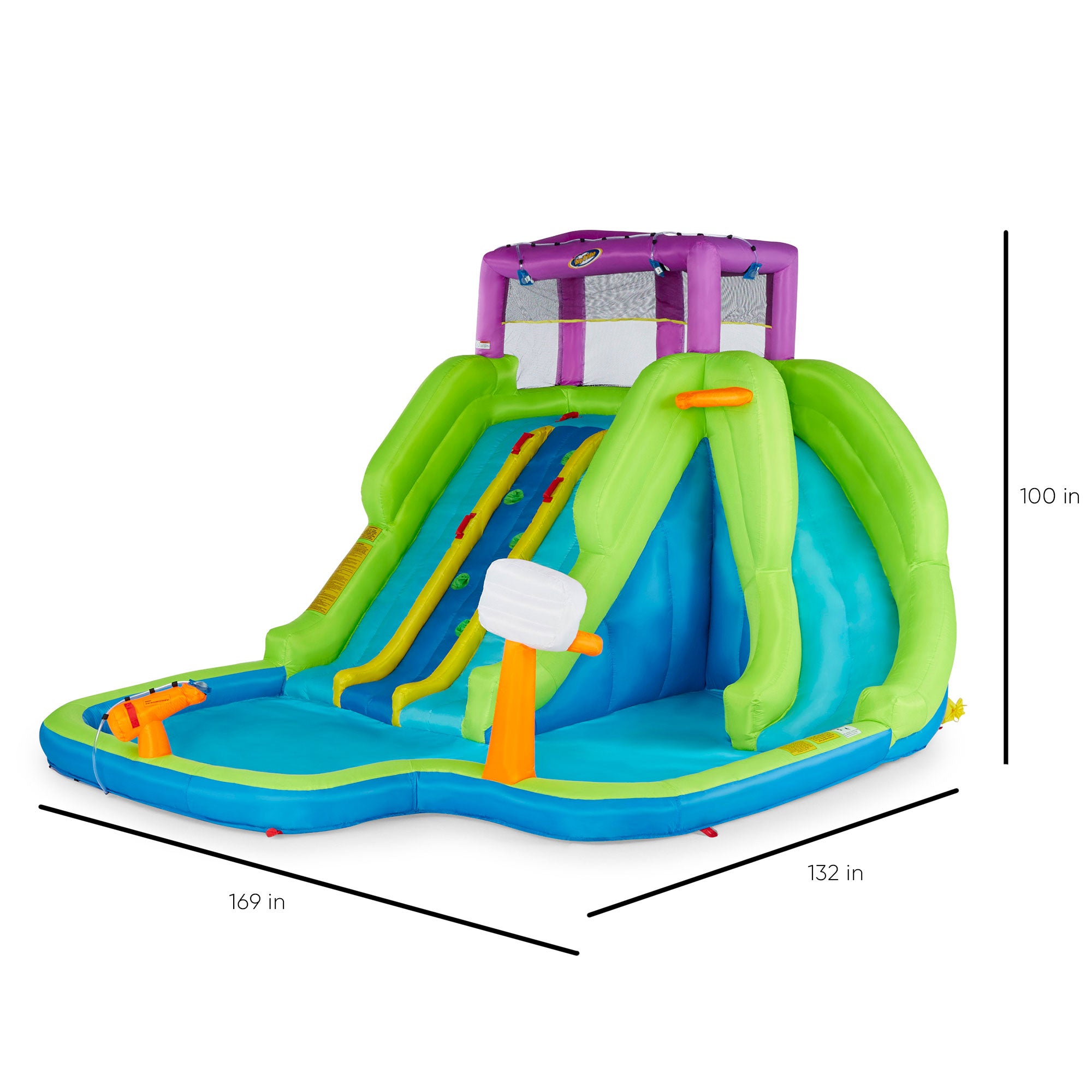 Kahuna Triple Blast Outdoor Inflatable Splash Pool Backyard Water Slide (Used)