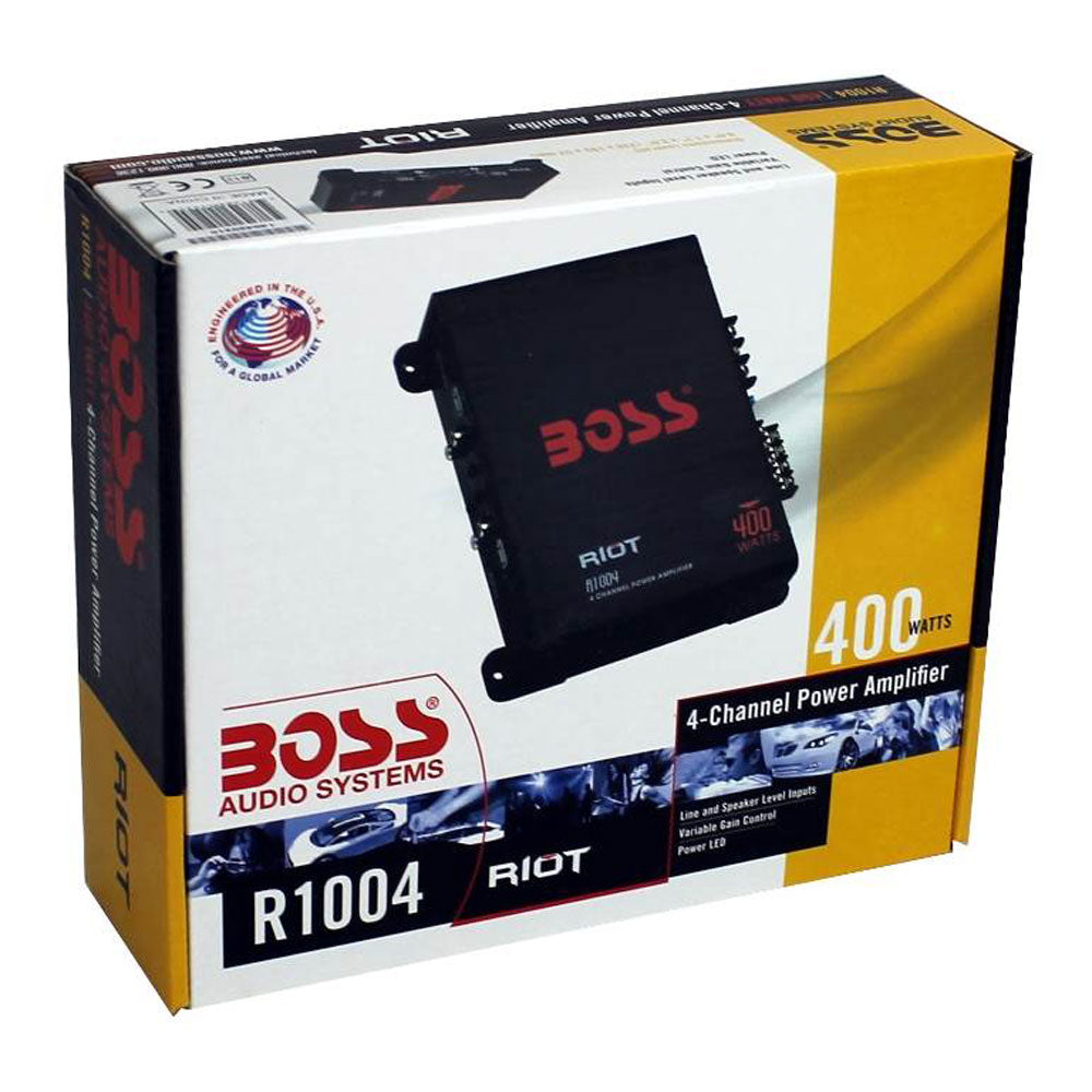 BOSS Audio Riot R1004 400W 4 Channel Car Amplifier MOSFET Amp (4 Pack) - VMInnovations