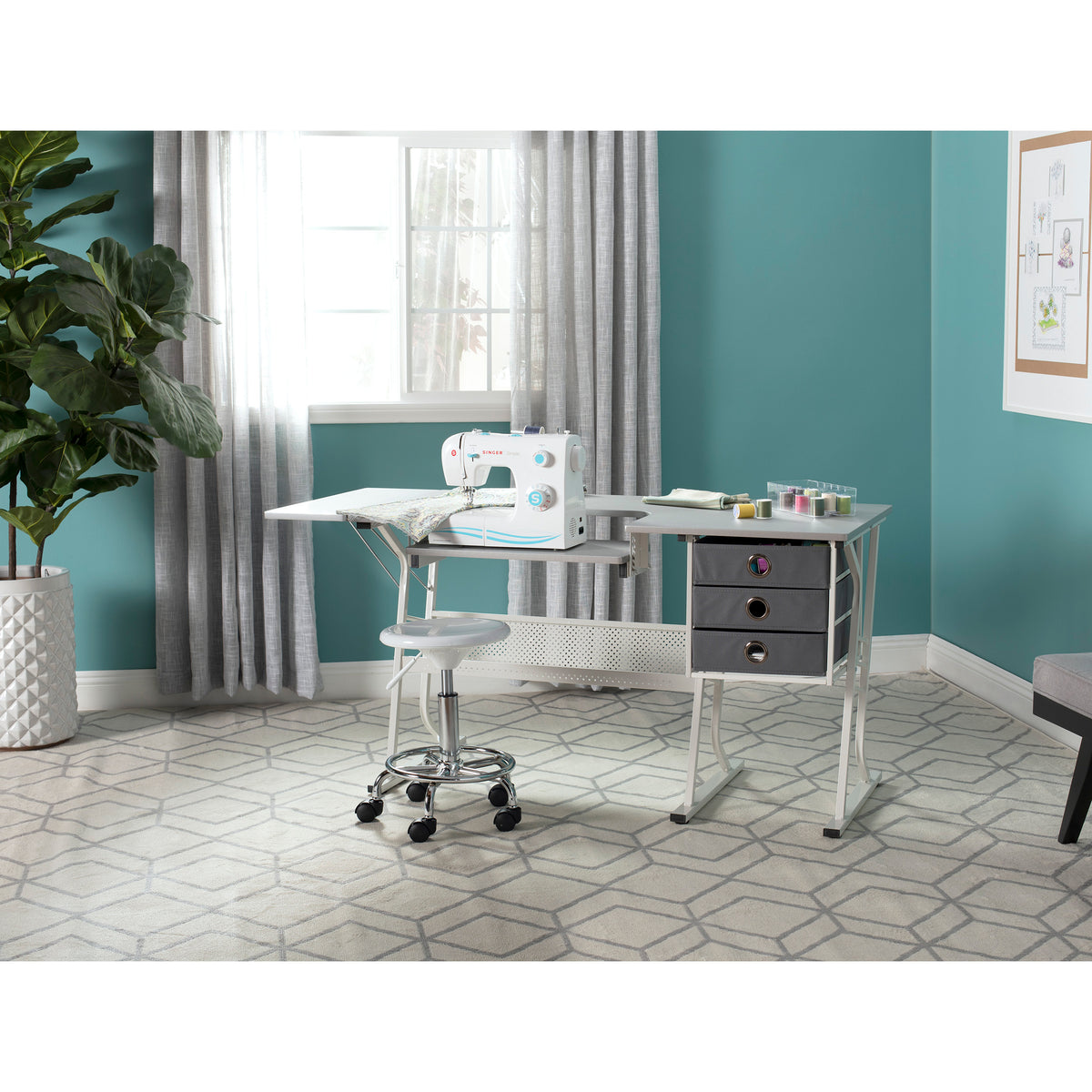 Sew Ready Eclipse Hobby Center Craft Table Computer Desk with Drawers (Open Box)
