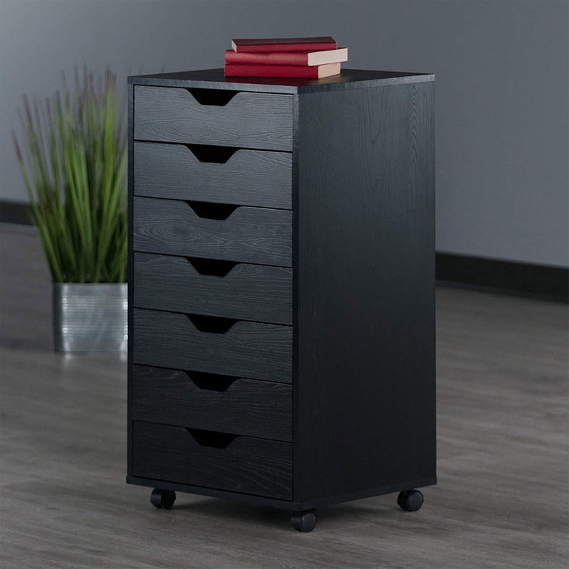 Winsome Halifax Cabinet Dresser for Closet or Office Storage w/ 7 Drawers, Black