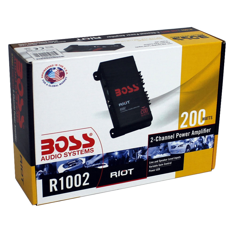 BOSS Audio R1002 200W 2-Channel RIOT Car Audio High Power Amplifier Amp (4 Pack)