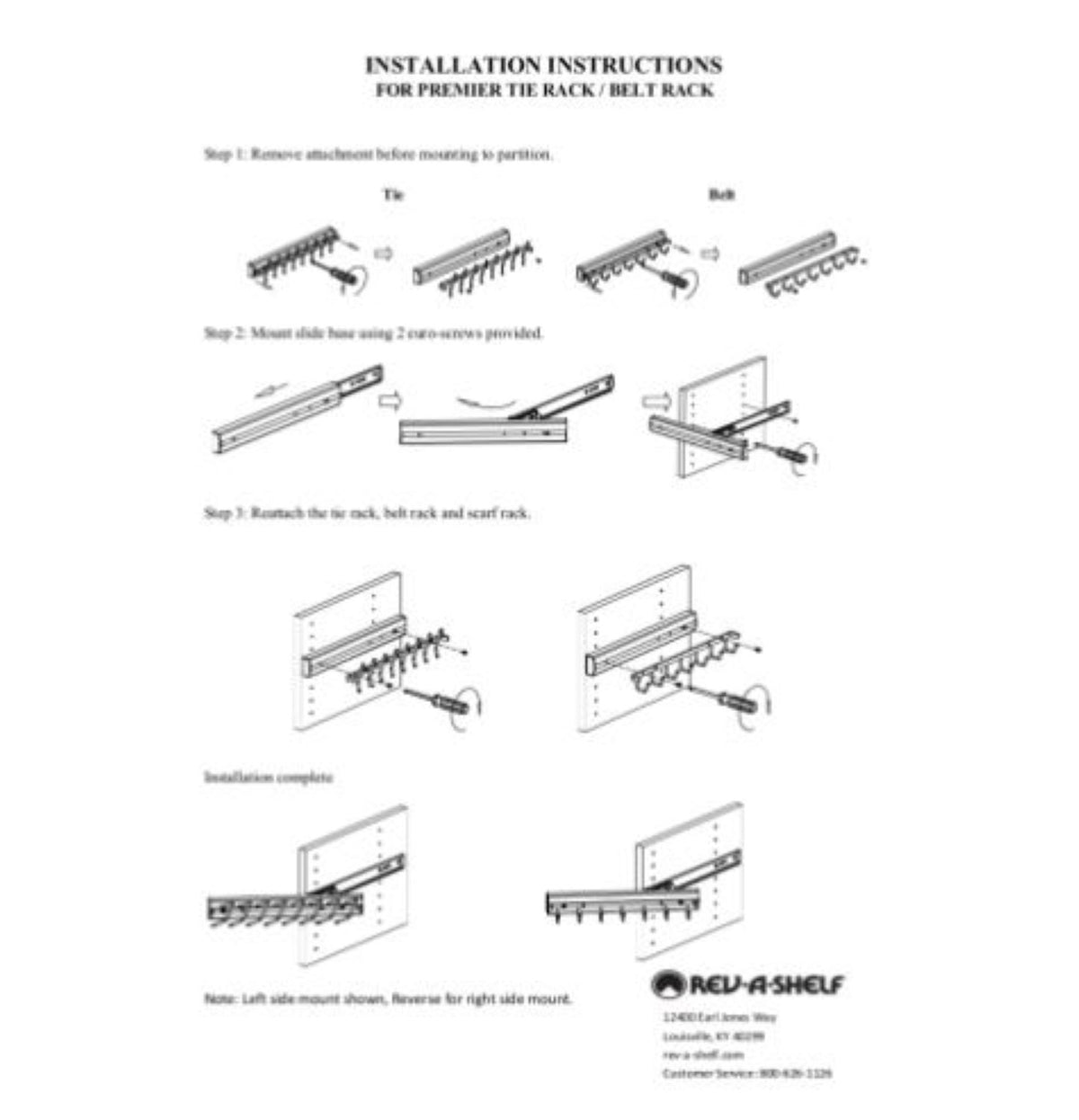 Rev-A-Shelf Sidelines CSWBRSL-14-SC-1 14 Inch Swivel Belt Rack, Satin Chrome