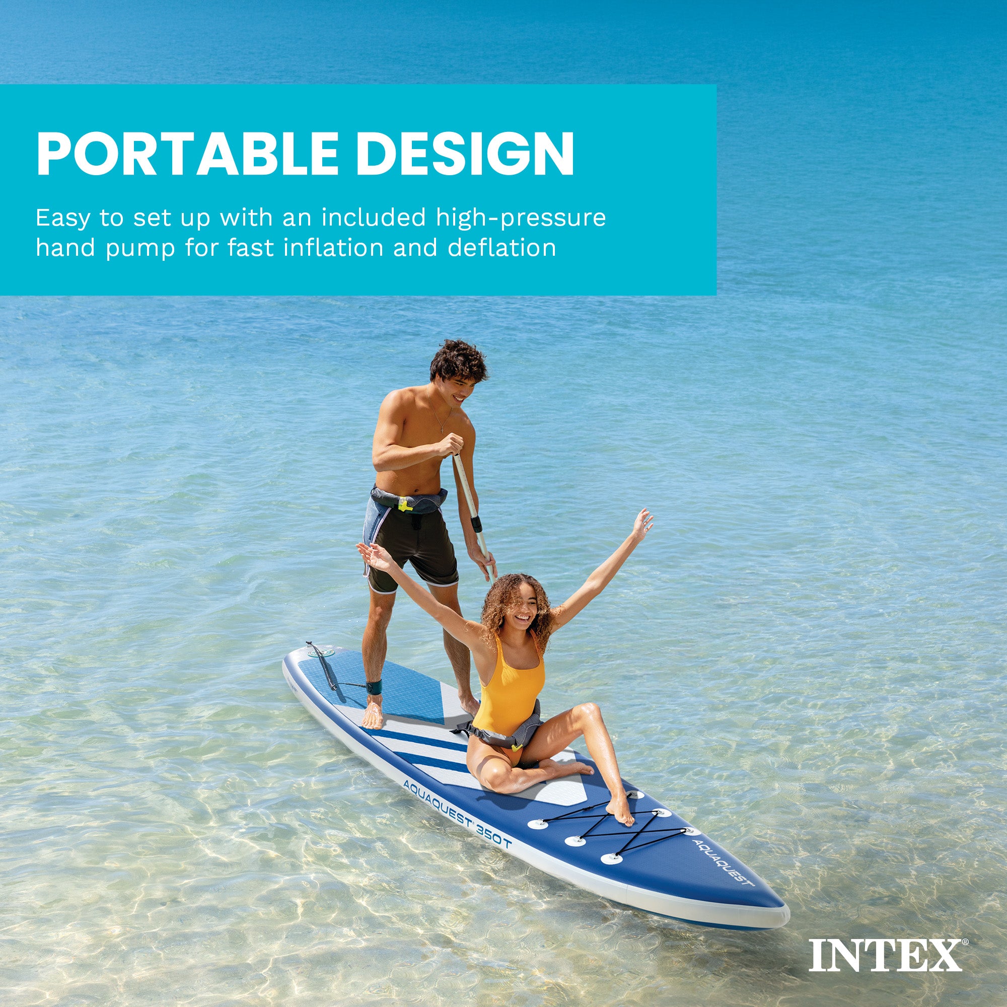 INTEX 68247EP AquaQuest 350T 10ft Inflatable Paddle Board Touring Set