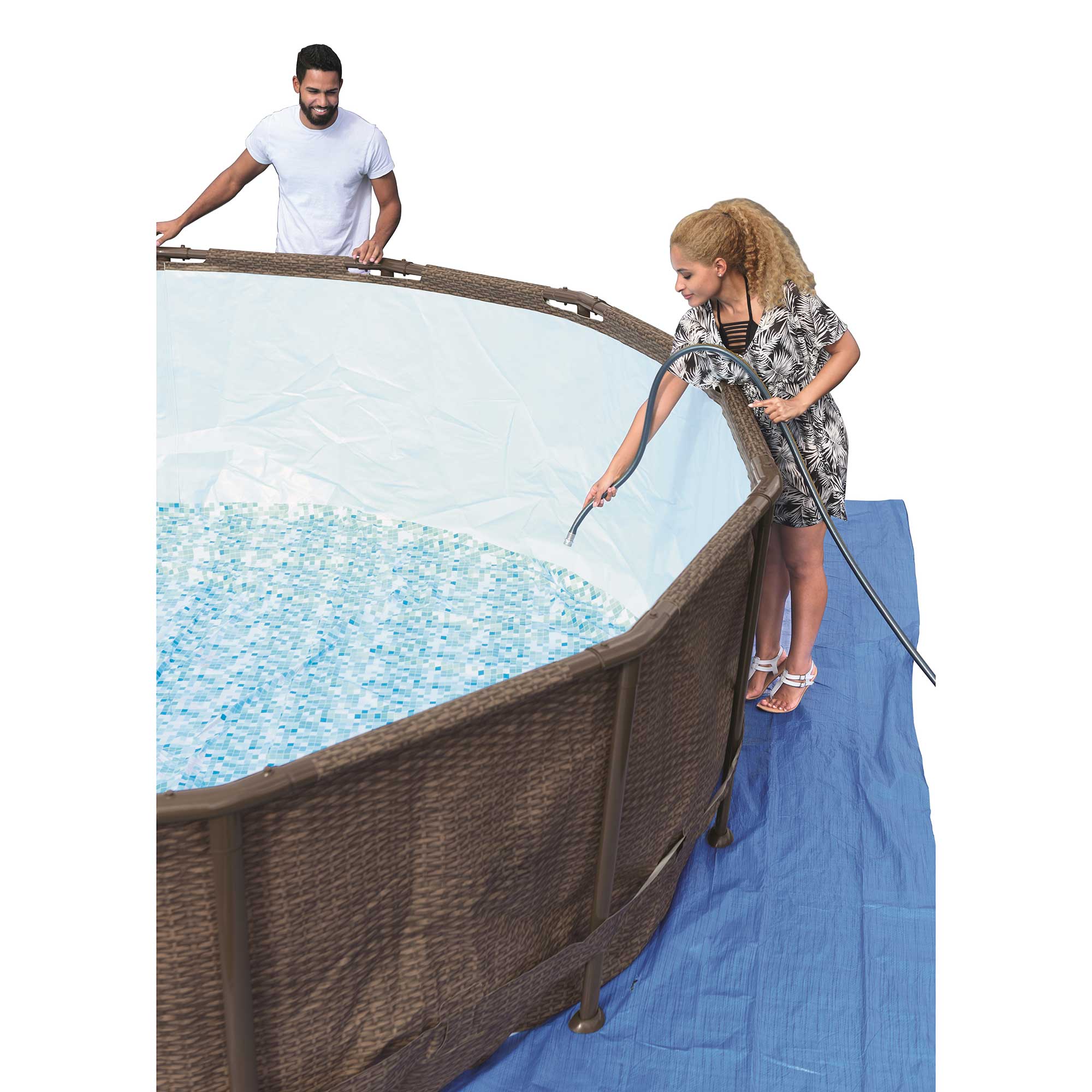 Bestway 16' x 48" Power Steel Round Frame Above Ground Pool Set & Pump (2 Pack) - VMInnovations