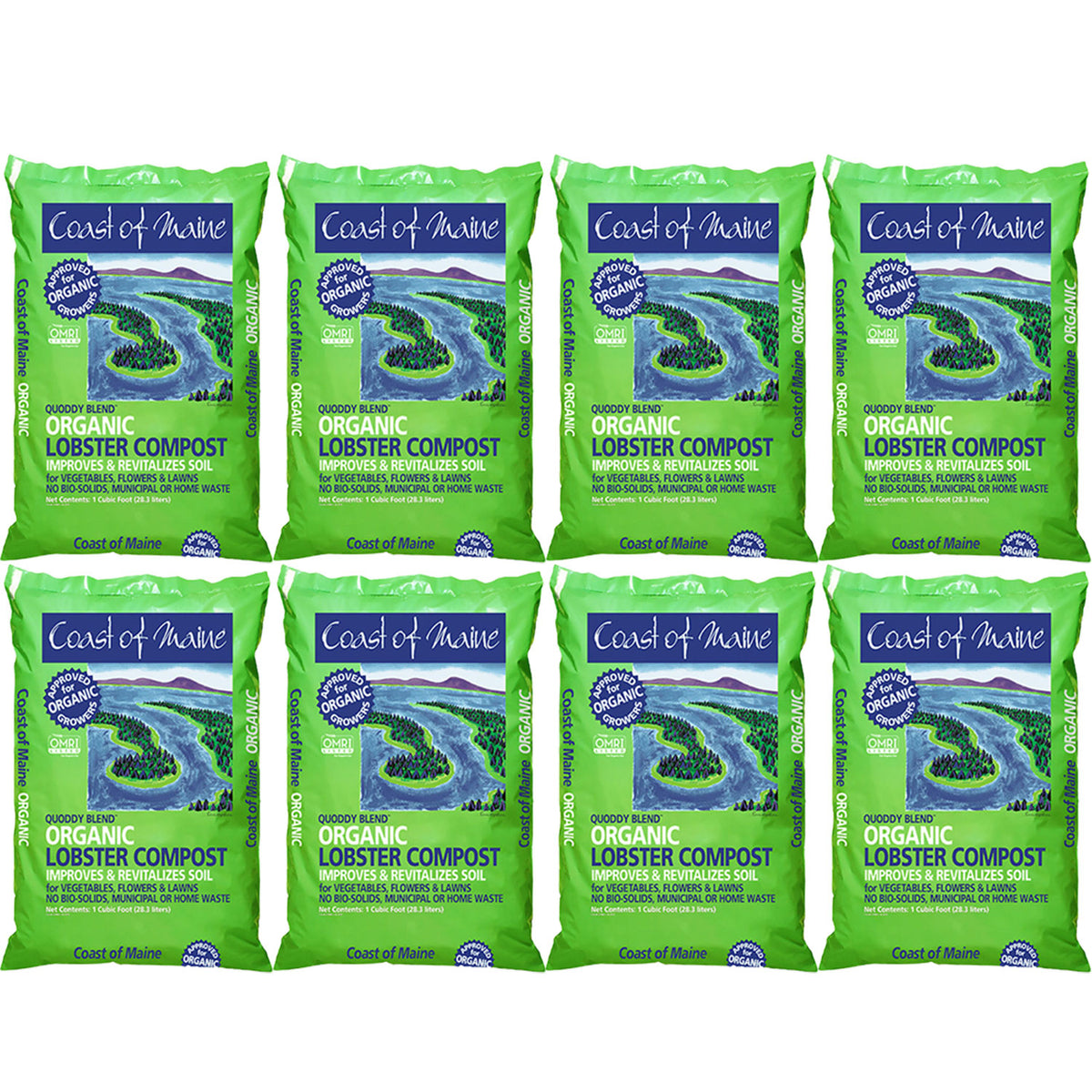 Coast of Maine Quoddy Blend Lobster Compost Plant Soil, 1 Cubic Foot (8 Pack)