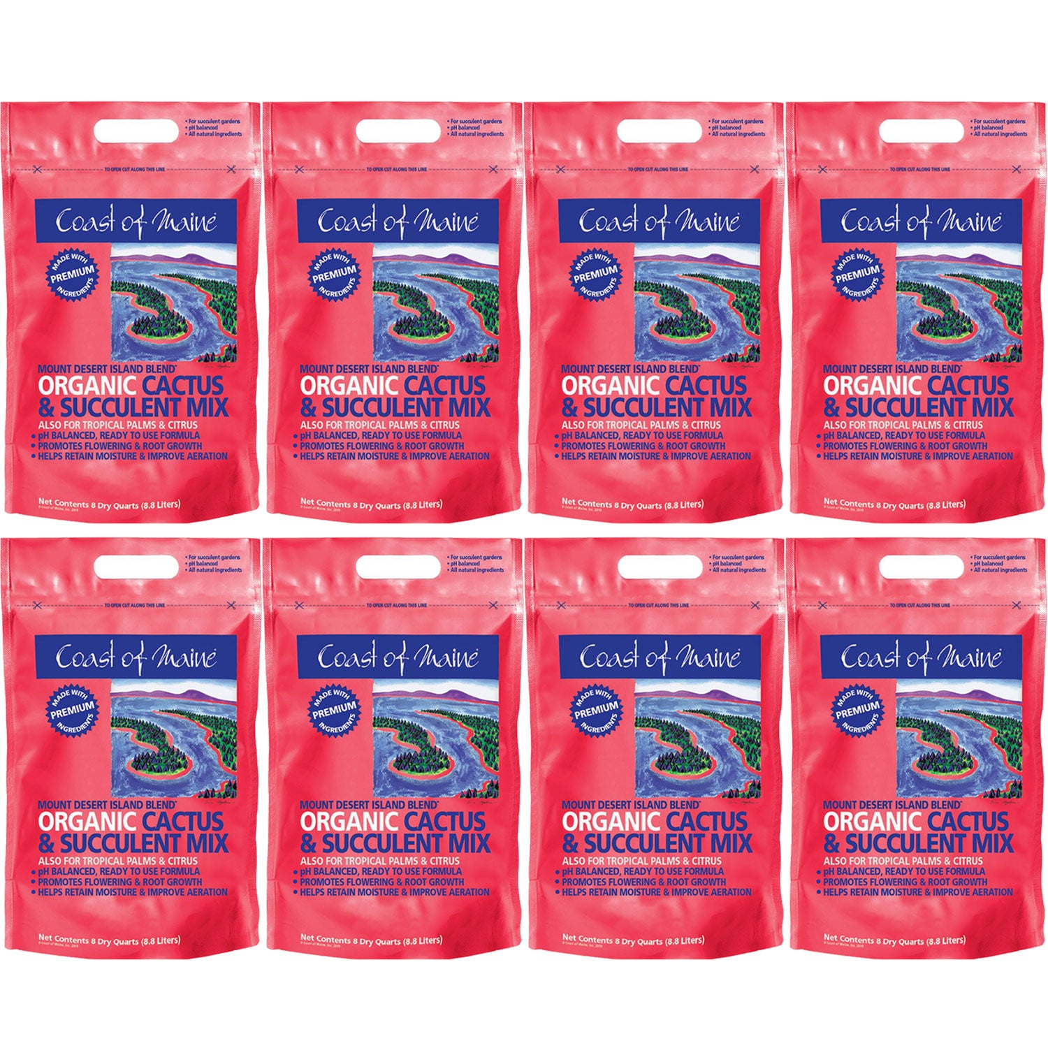 Coast of Maine Mount Desert Organic Cactus Succulent Mix, 8 Quarts (8 Pack) - VMInnovations