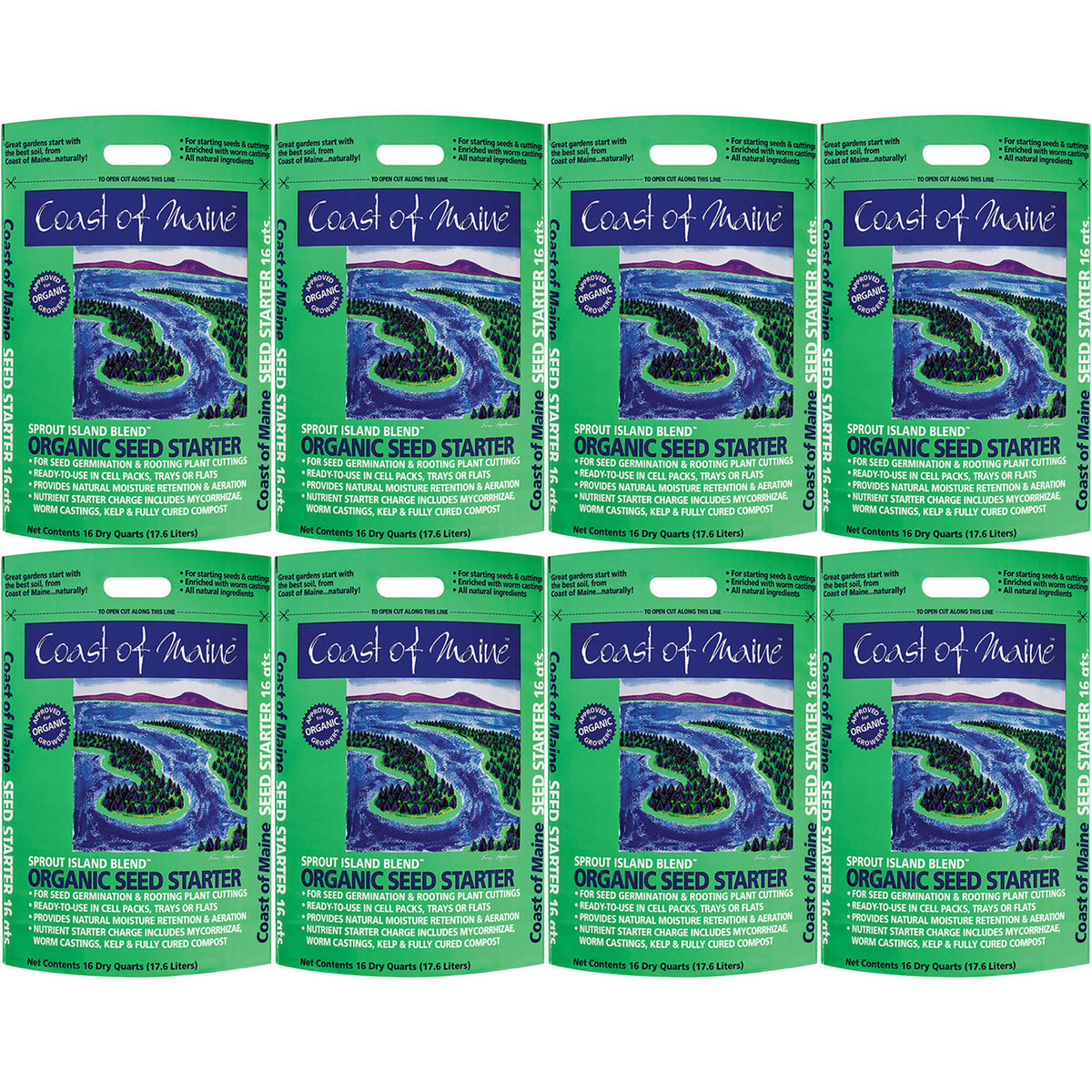Coast of Maine Organic Seed Starter for Root Plant Cuttings, 16 Qt (8 Pack)