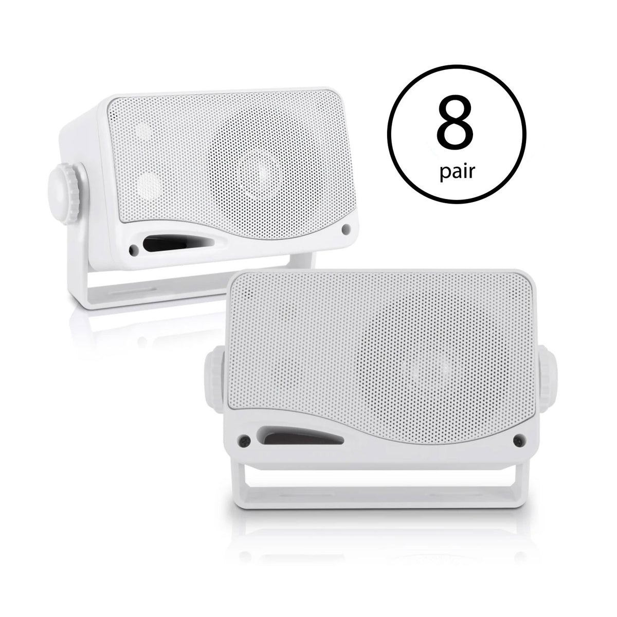 Pyle PLMR24 3.5 Inch 3 Way Marine Audio Speakers Outdoor Weatherproof (8 Pair)