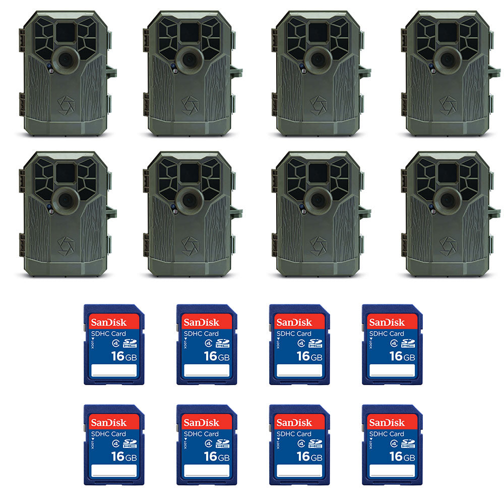 Stealth Cam 10 MP Game Camera (8 Pack) & SanDisk 16GB SD Memory Card (8 Pack) - VMInnovations