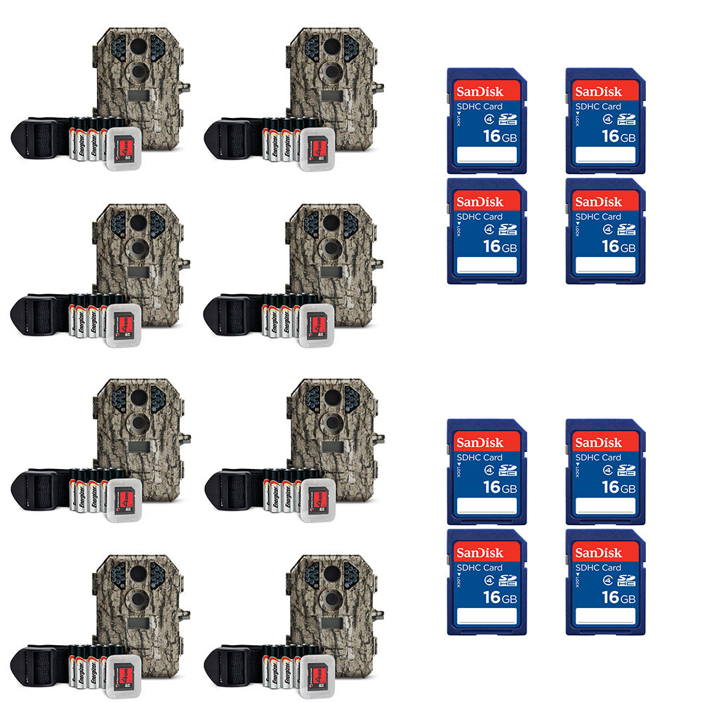 Stealth Cam 7MP IR Game Camera (8 Pack) & SanDisk 16GB SD Memory Card (8 Pack)