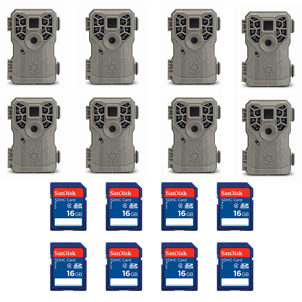 Stealth Cam 8MP IR Game Camera (8 Pack) & SanDisk 16GB SD Memory Card (8 Pack)