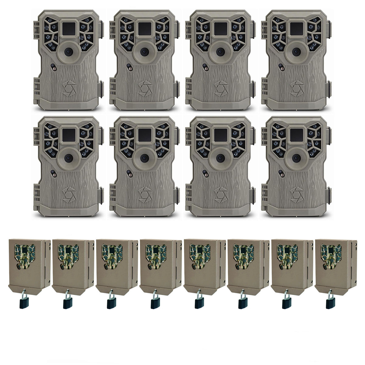 Stealth Cam 8MP 14 IR Emitter Hunting Game Trail Camera & Security Box (8 Pack)